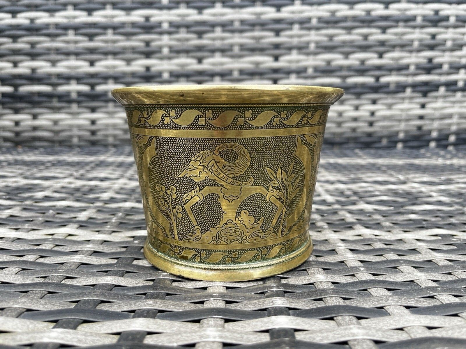 19th C Antique Indian Bronze Pancha Patra Holy Water Vessel Makara Ritual Pot photo buy