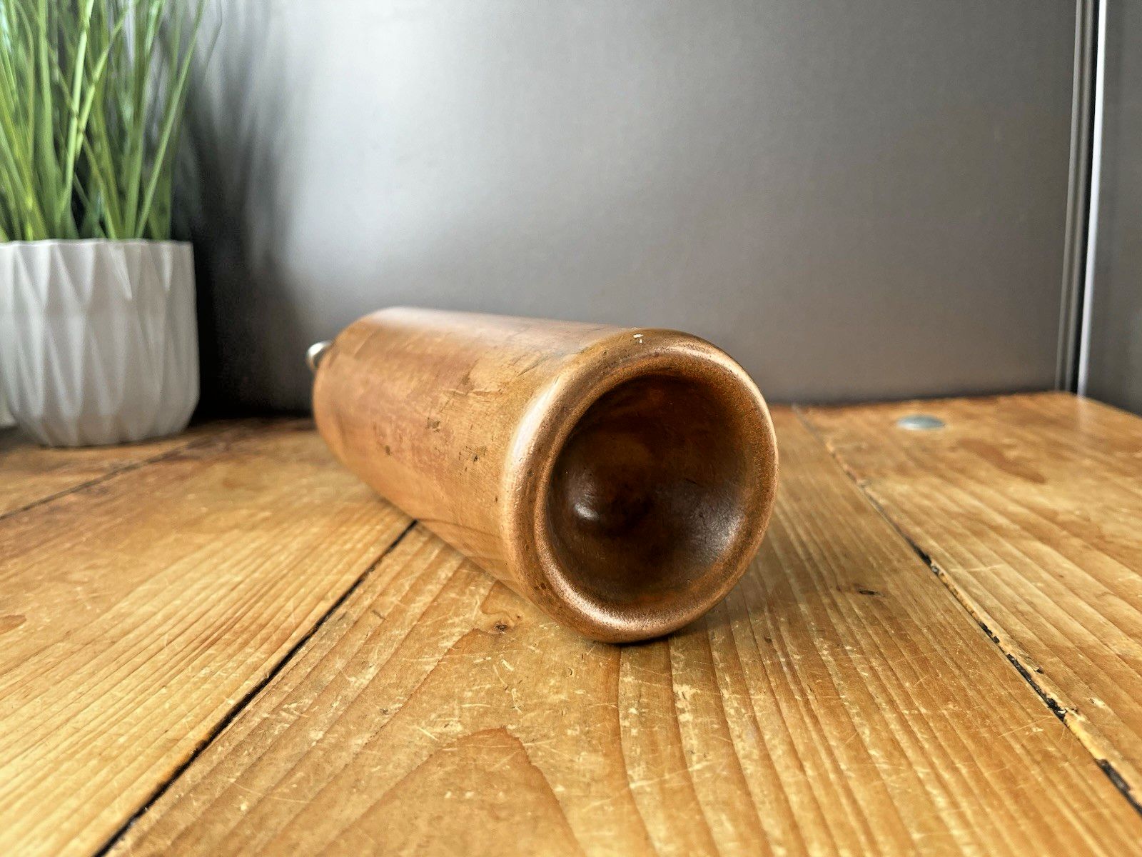 Heavy Antique Copper & Brass Hot Water Bottle Warmer Flask Farmhouse Door Stop photo vinterior