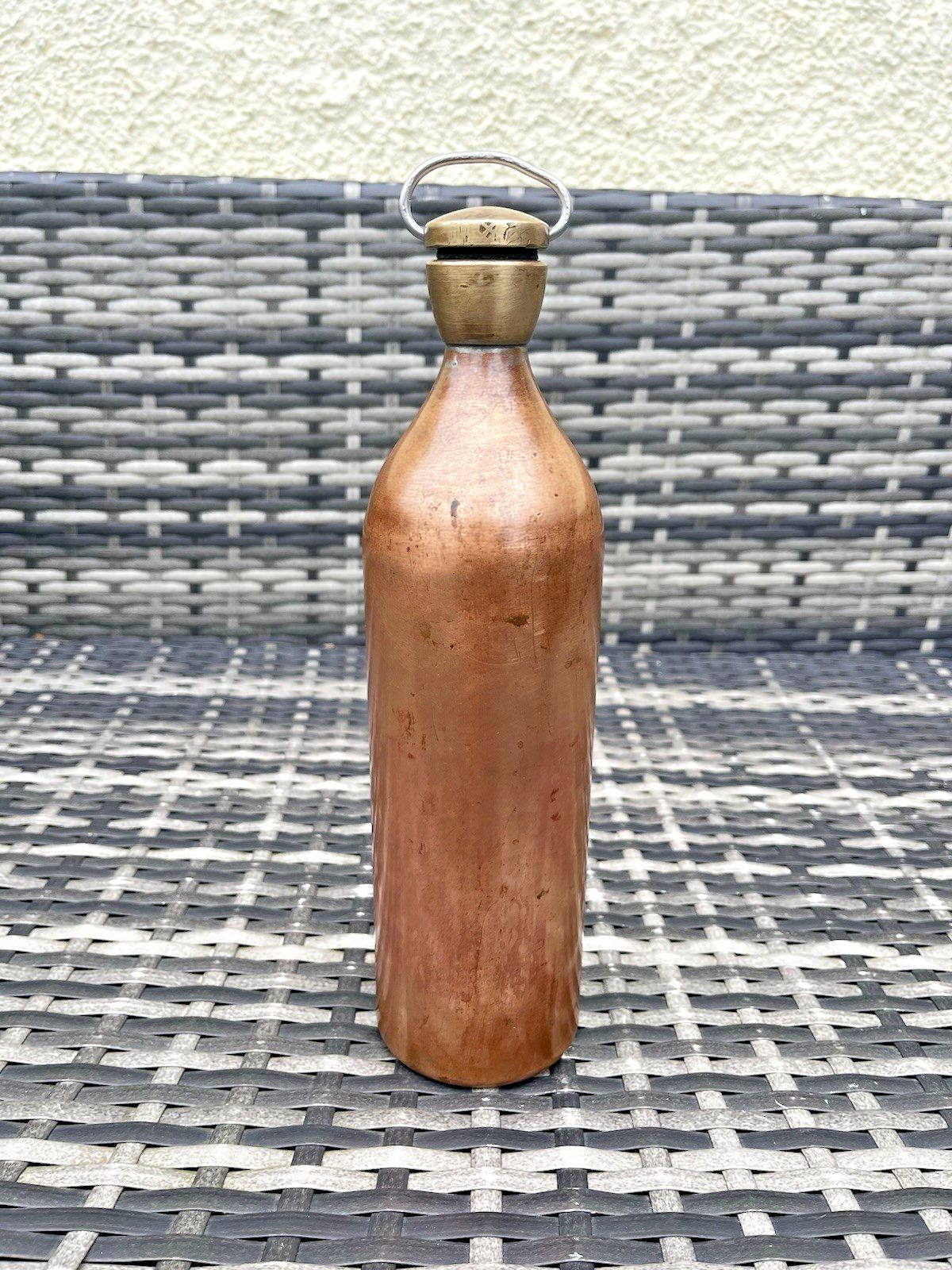 Home Decor Heavy Antique Copper & Brass Hot Water Bottle Warmer Flask Farmhouse Door Stop photo