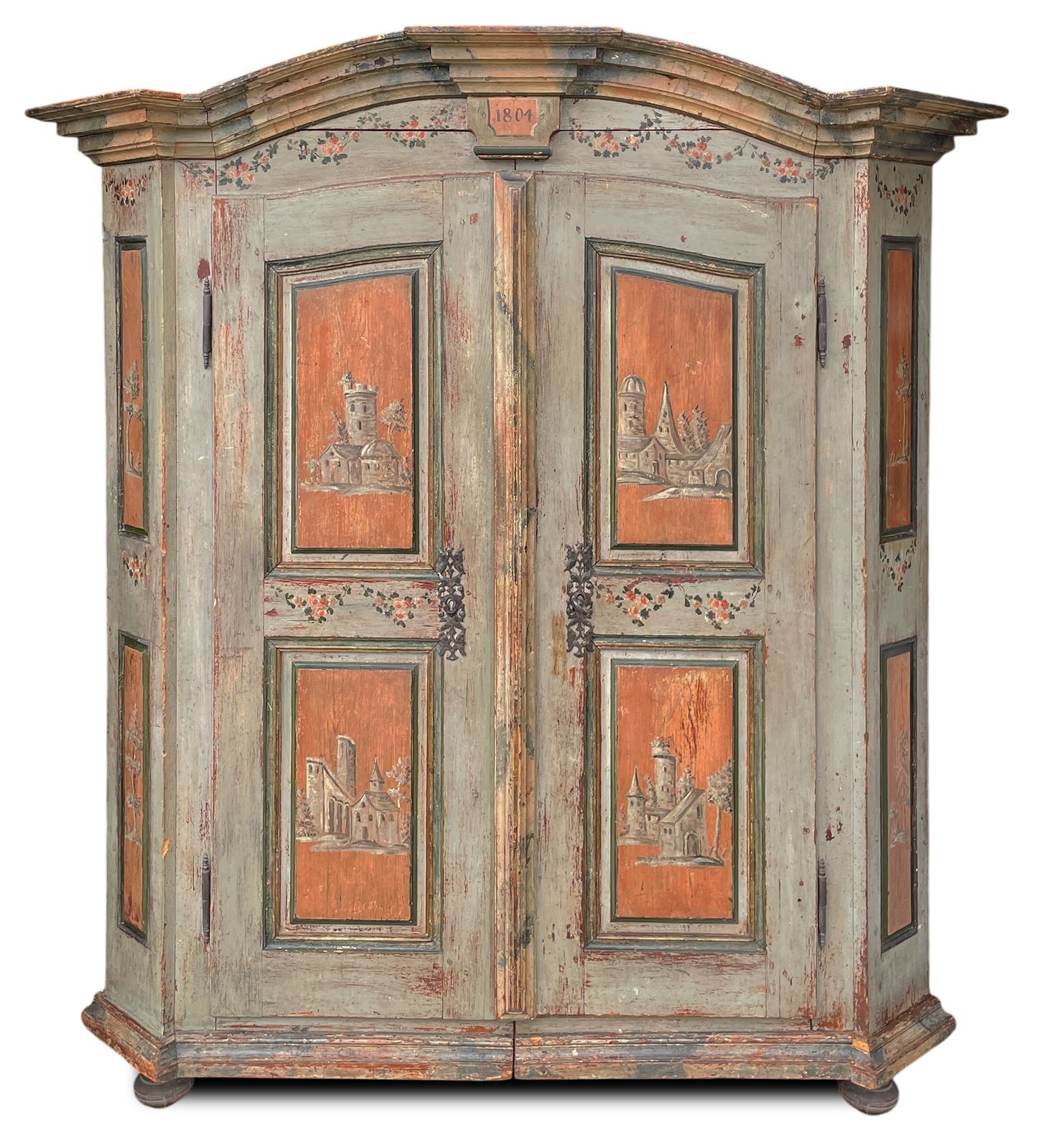 Antique Painted Wardrobe, Dated 1804