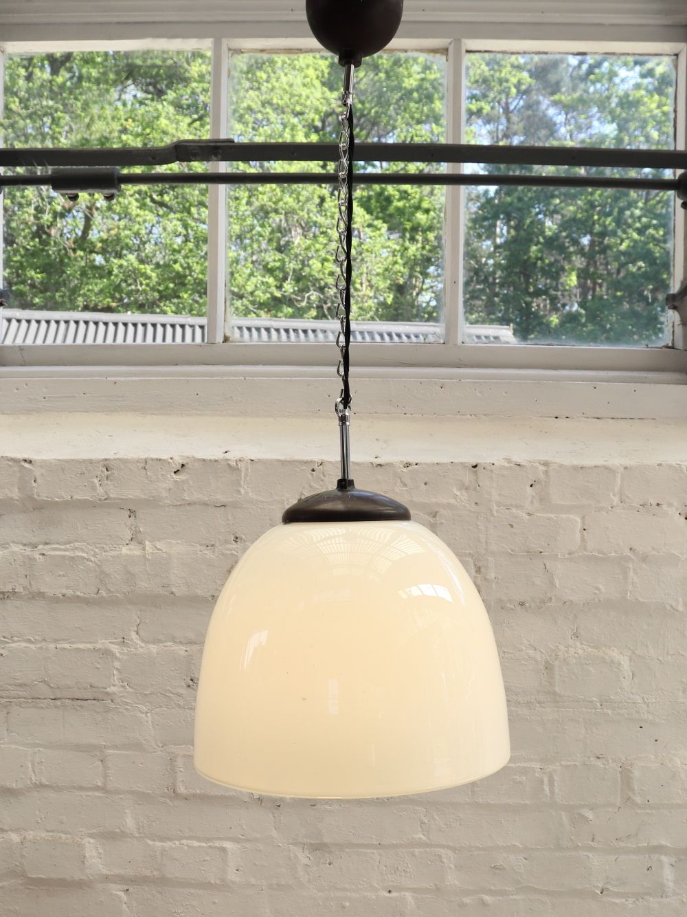 Beautiful Vintage Czech Opaline Sunburst Pendant Light