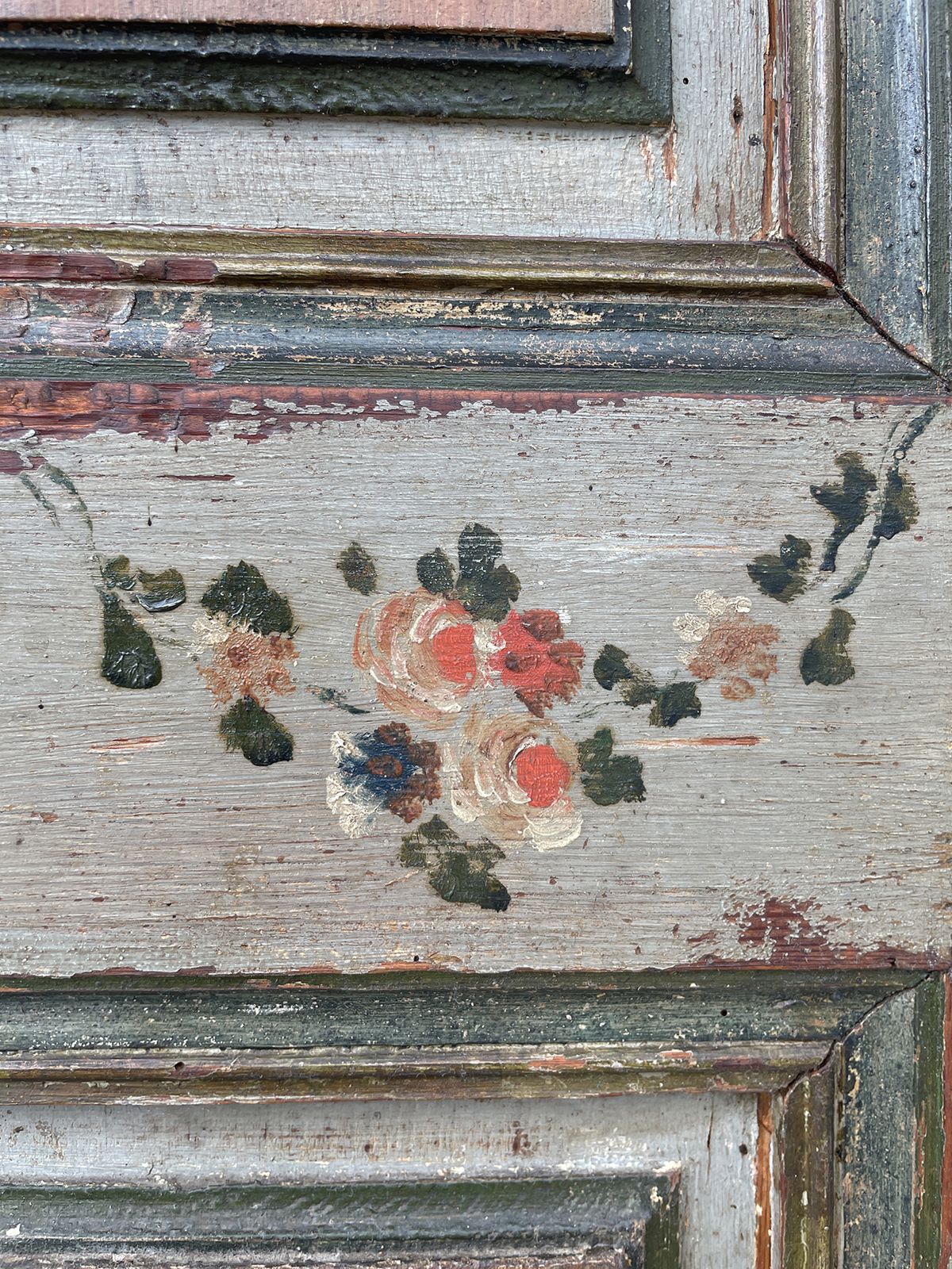 photo vintage Antique Painted Wardrobe, Dated 1804