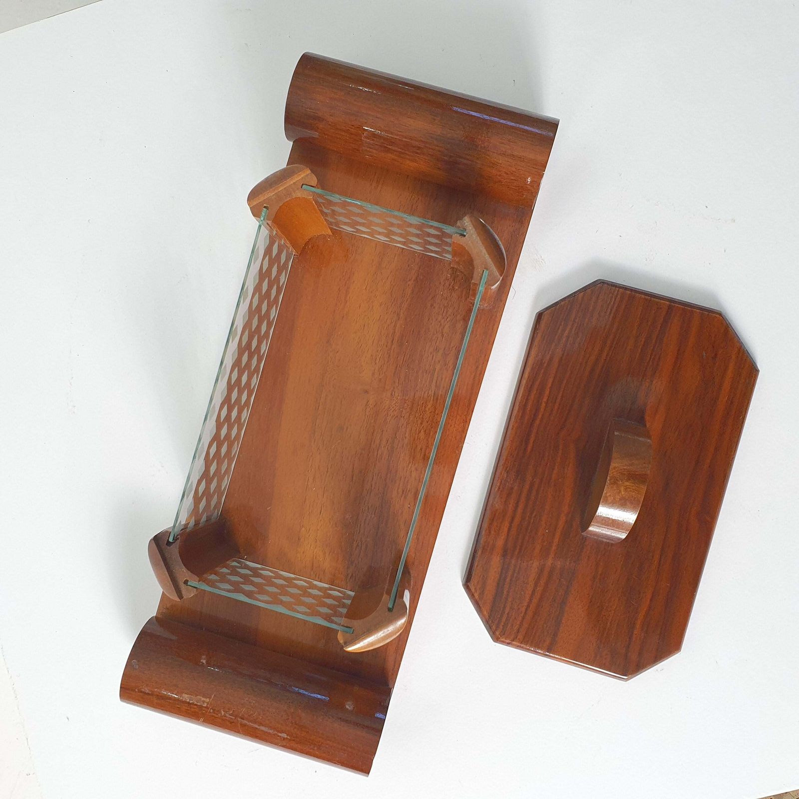 Art Deco Decorative Box In Walnut And Etched Glass Italy  Circa 1930 photo buy