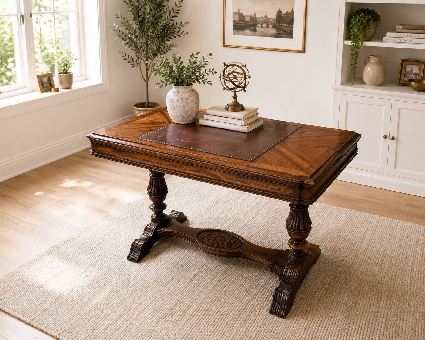 Antique Victorian Metamorphic Library Table Extending Desk Leather Top Walnut