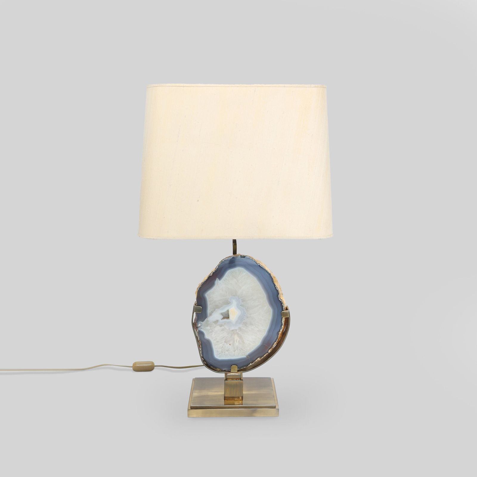 Vintage tafellamp met agaatsteen en vergulde details, toegeschreven aan Will Daro