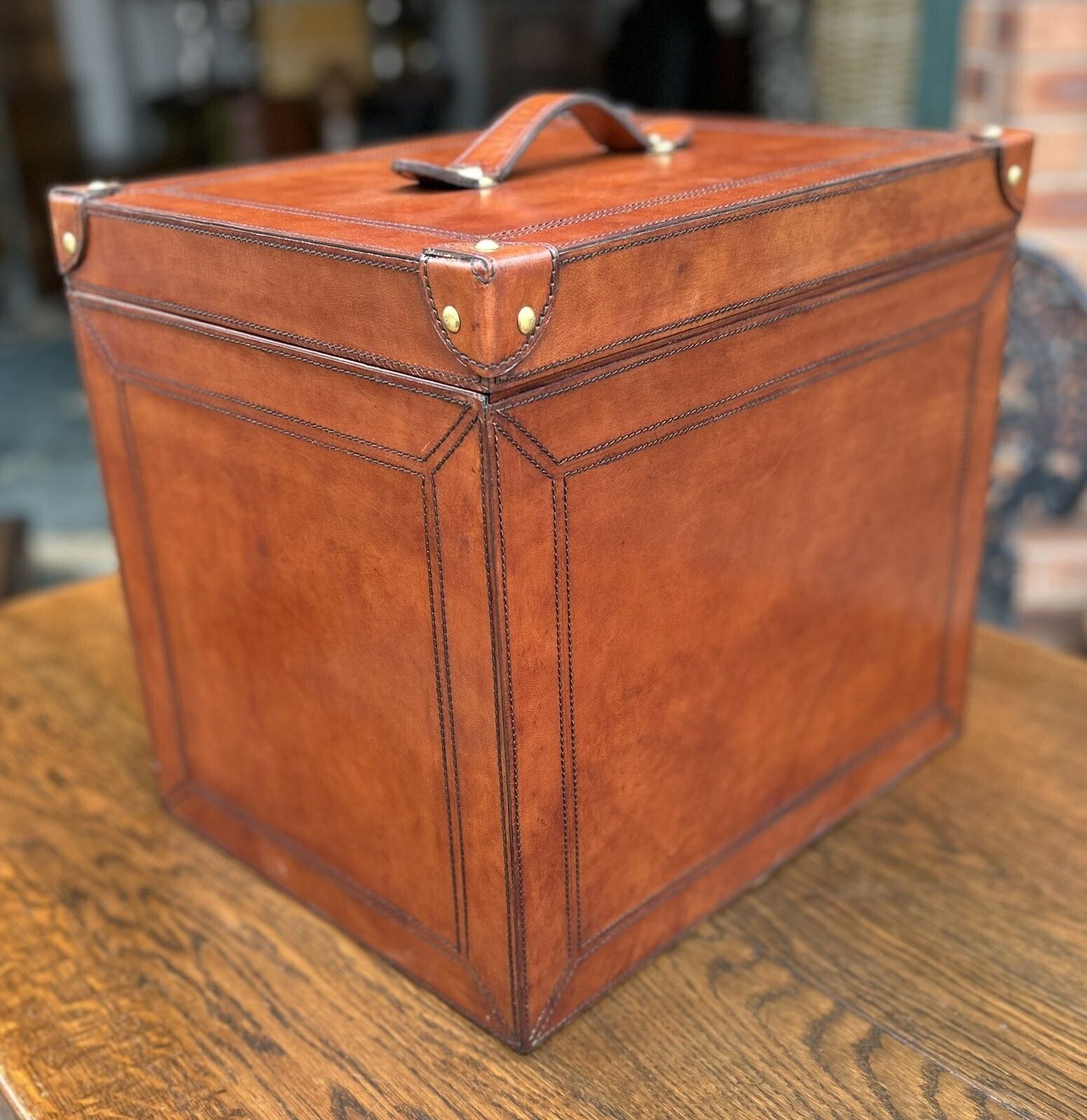Quality Hand Crafted Antique Style Leather Campaign Portable Drinks Picnic Bar photo vinterior