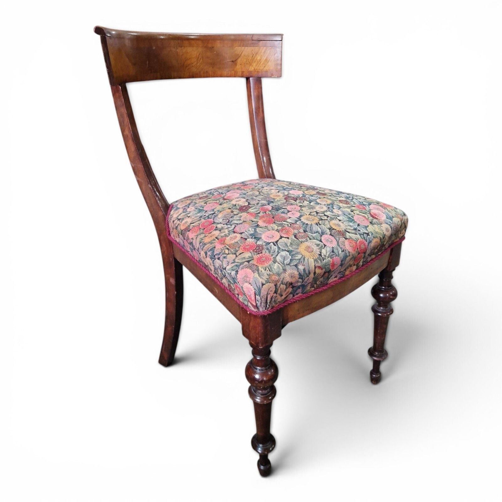 Antique Victorian Bow Back Dining Chair Mahogany Hall Bedroom Side Chair 1 Of 3 photo 55.0