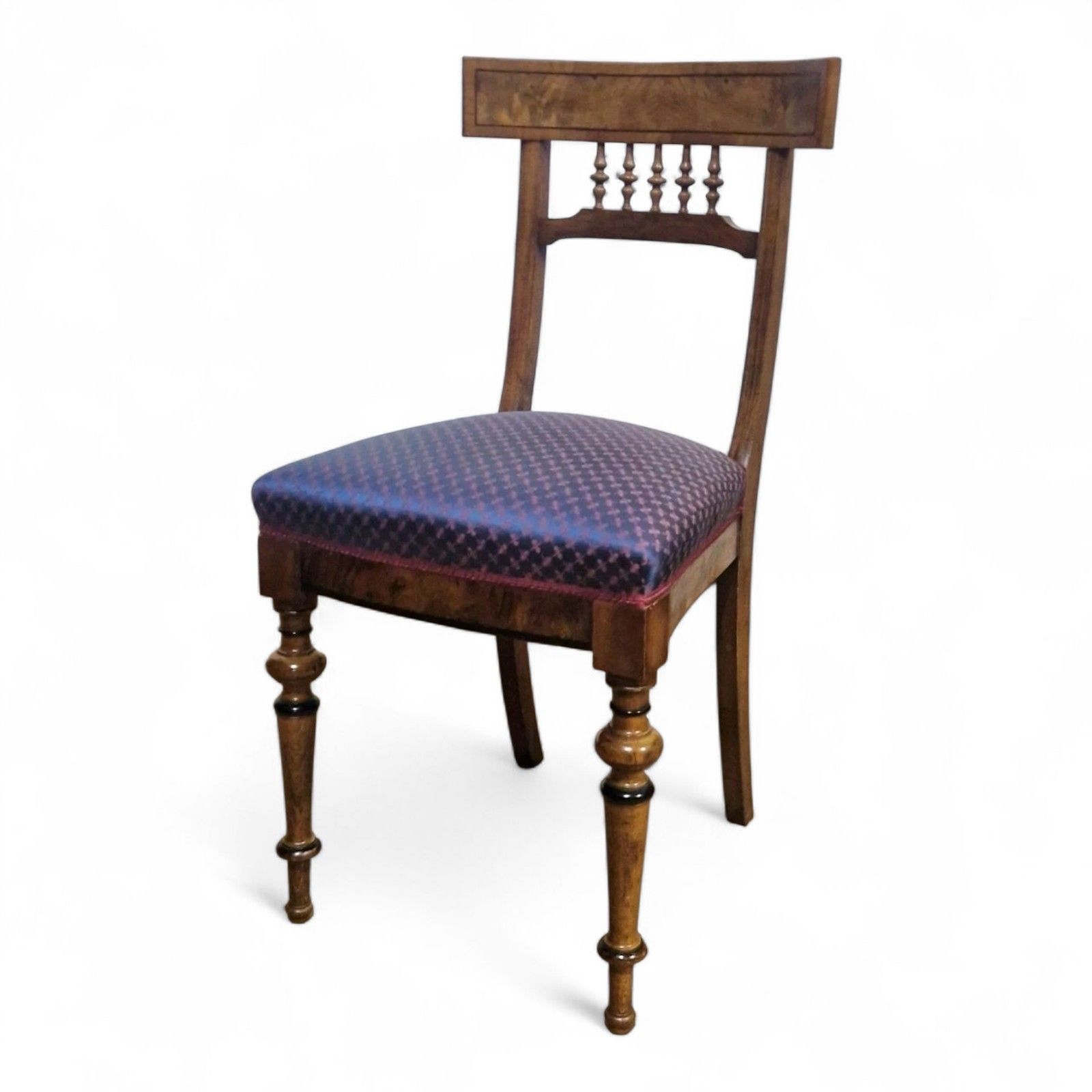 Antique Walnut Bedroom Chair Spindle Back Hall Chair Dressing Table Seat photo vintage