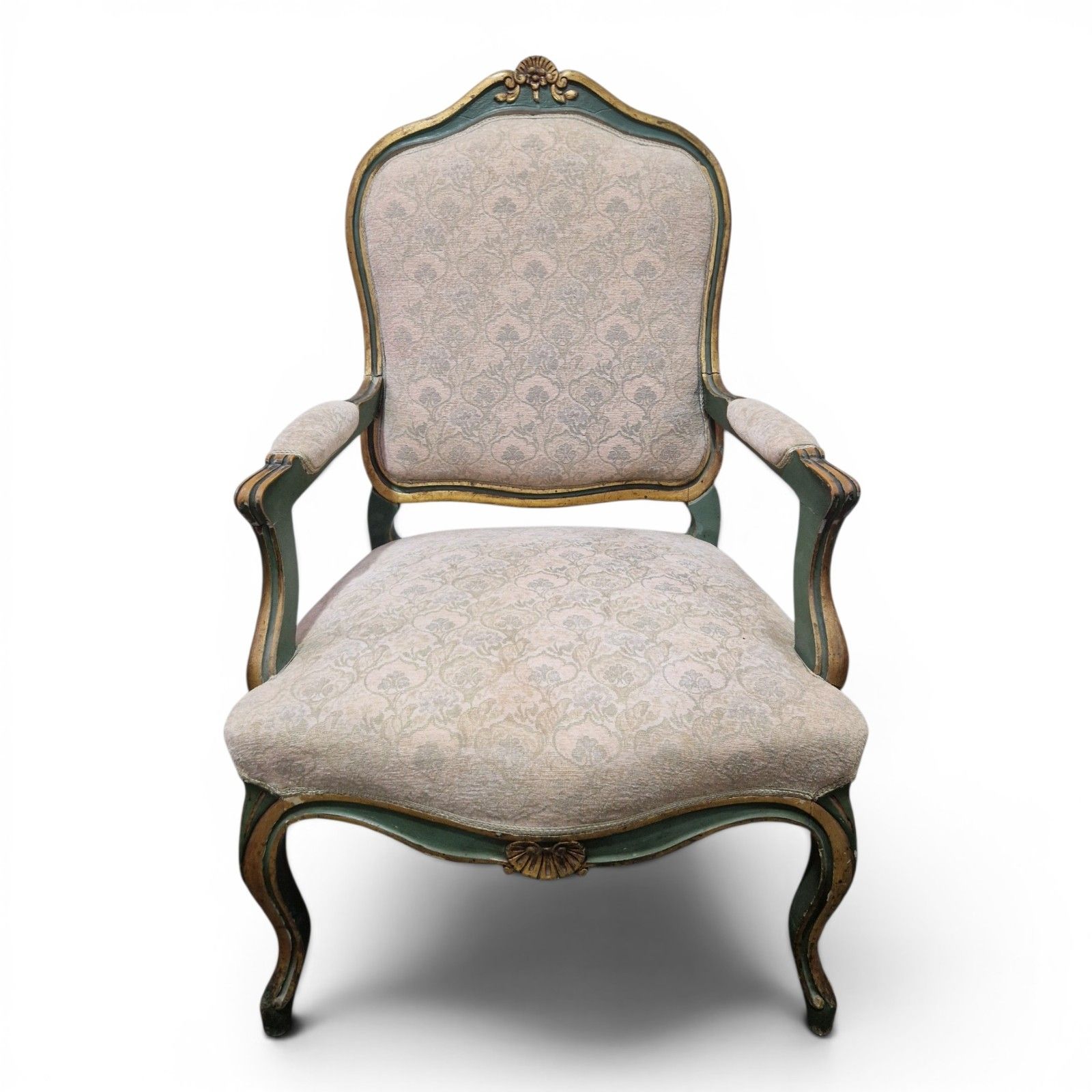French Painted Armchair Louis XV Style Bedroom Chair Accent Occasional Seat photo for sale