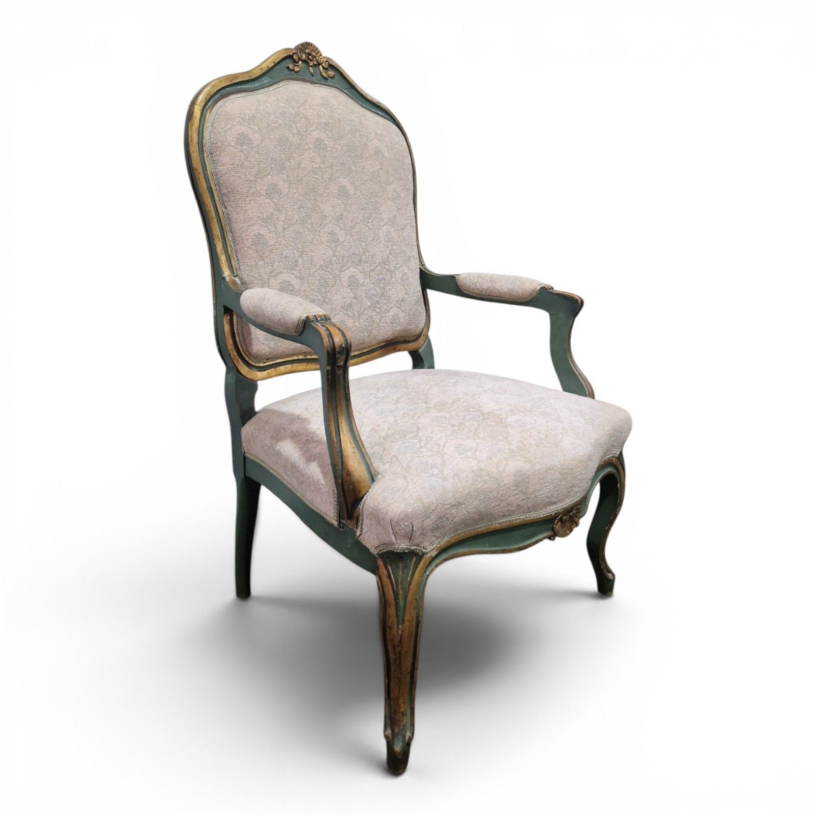 French Painted Armchair Louis XV Style Bedroom Chair Accent Occasional Seat photo vinterior