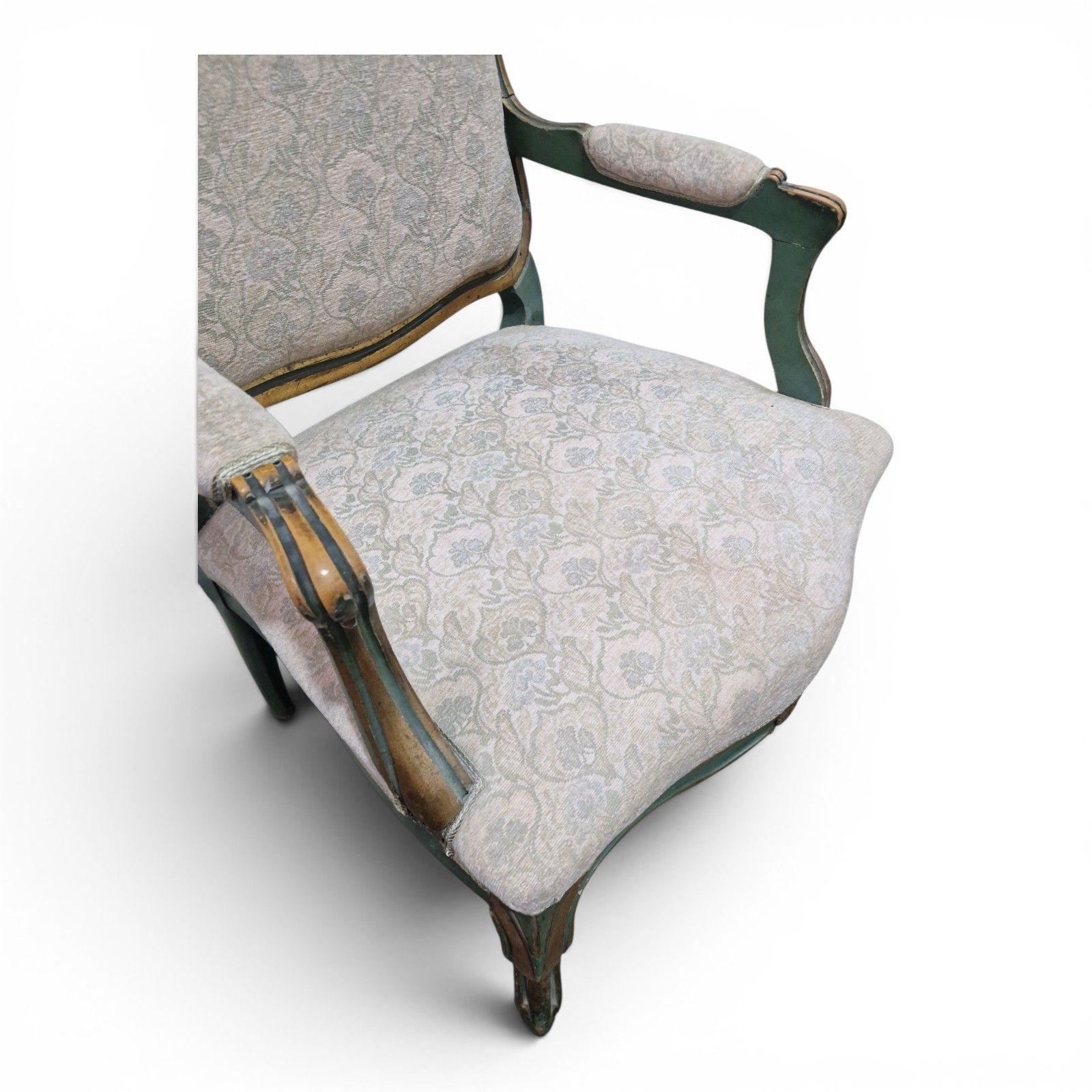 French Painted Armchair Louis XV Style Bedroom Chair Accent Occasional Seat photo vintage