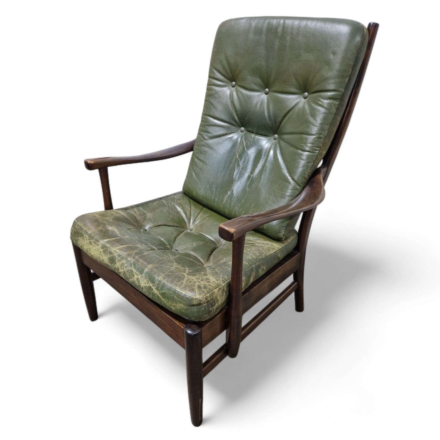 photo furniture Mid Century Modern Leather Armchair Green Danish Style Retro Lounge Chair