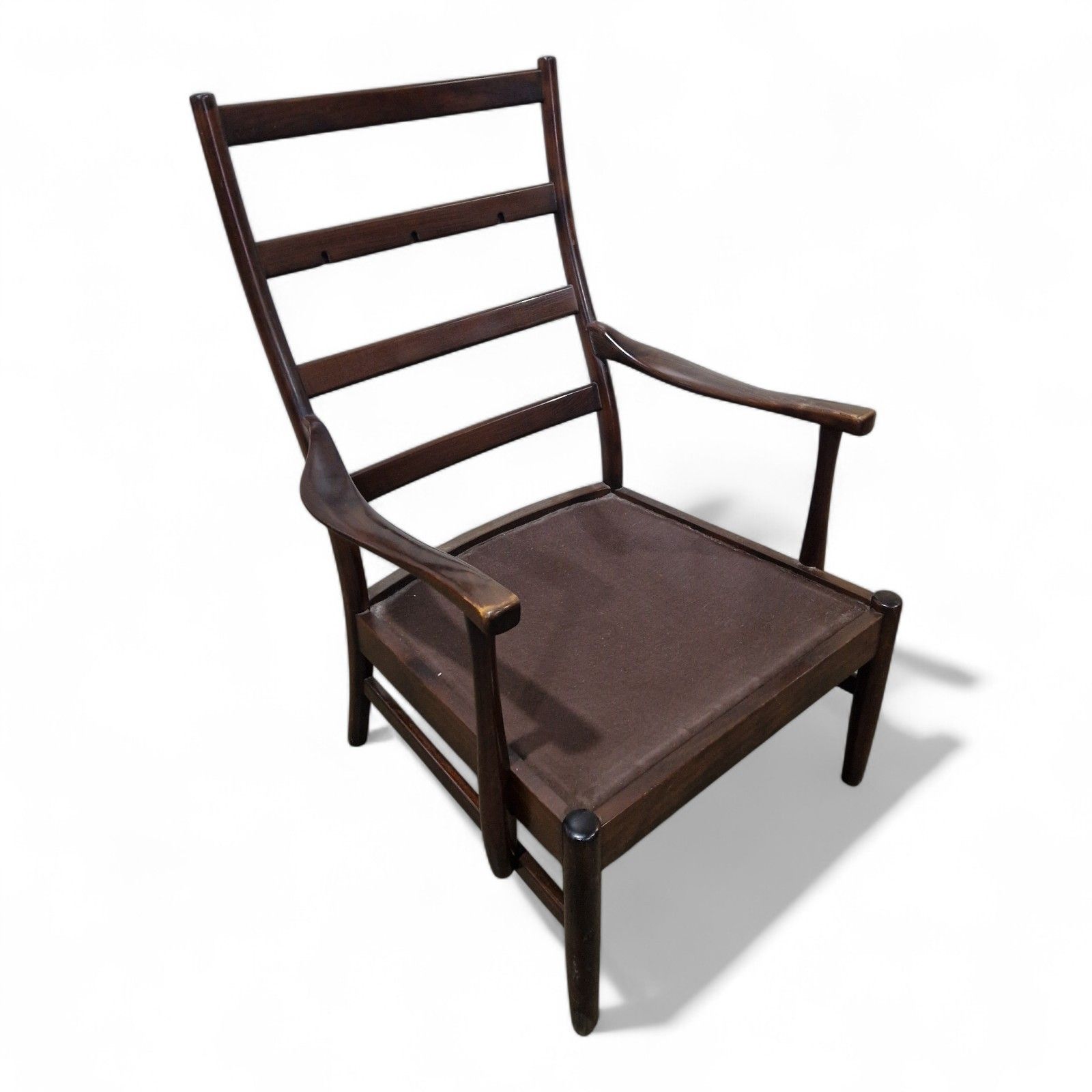 photo vinterior Mid Century Modern Leather Armchair Green Danish Style Retro Lounge Chair