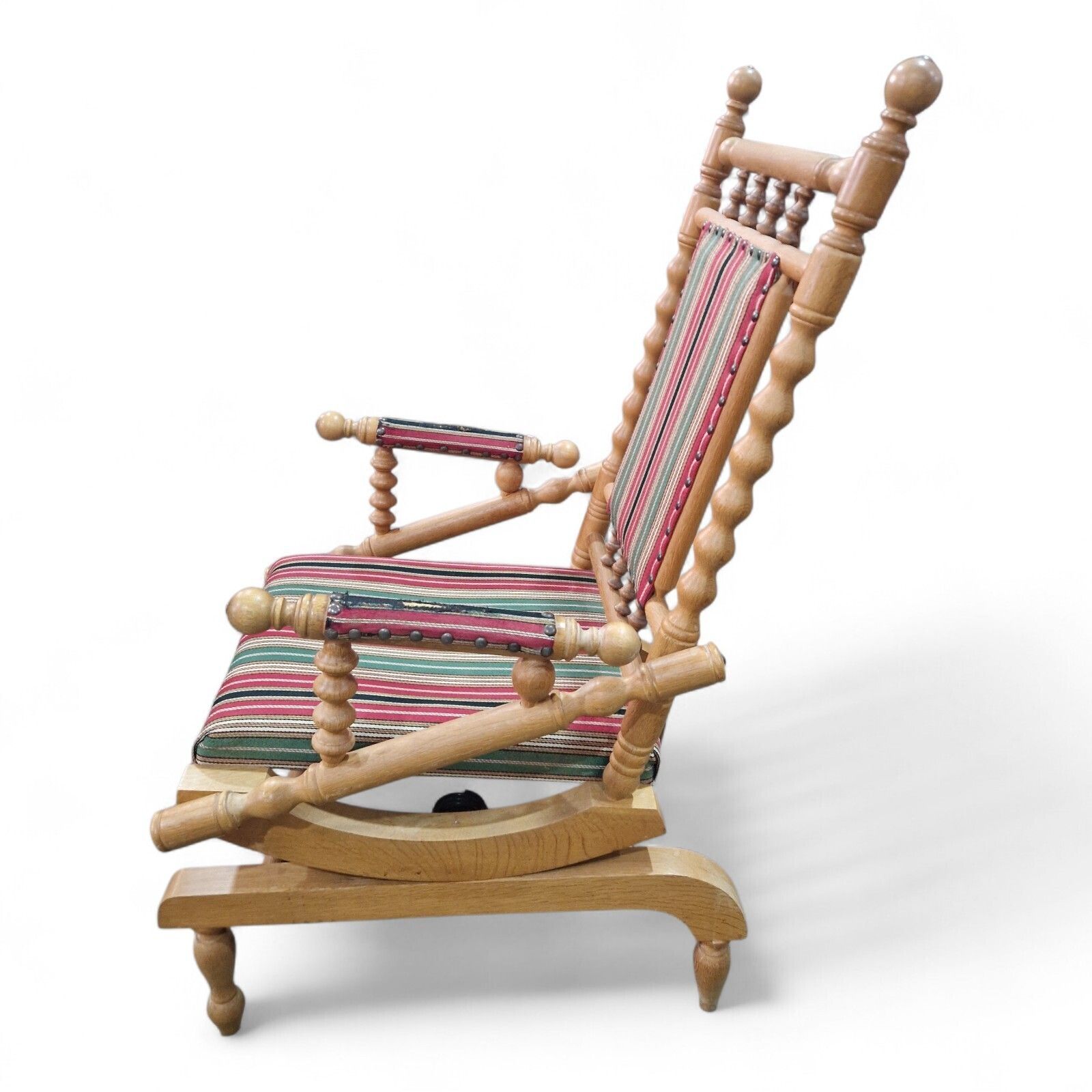photo buy Antique Oak Rocking Chair Bobbin Turned Spindle Back Armchair Reading Chair