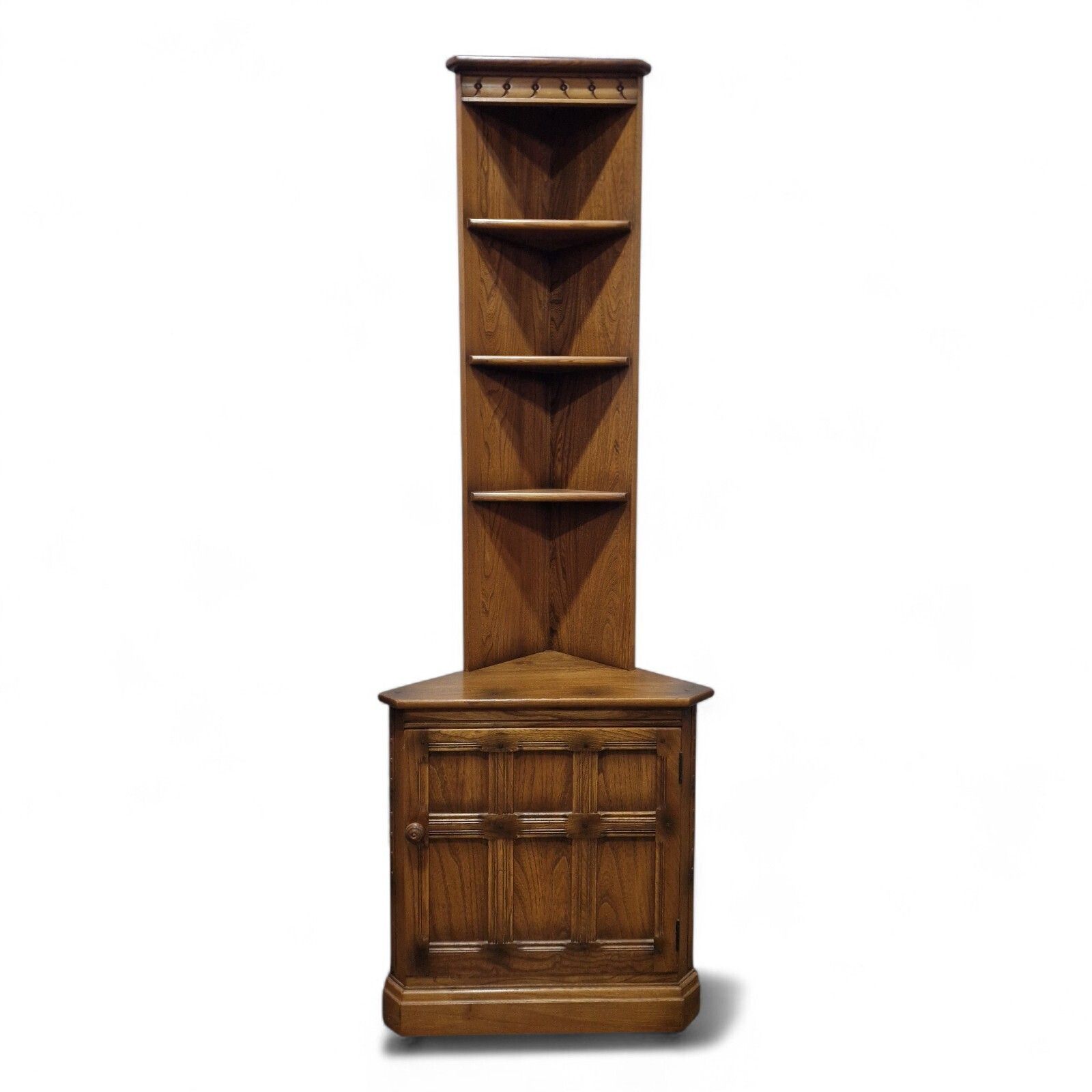 Vintage Ercol Elm Corner Cabinet Cupboard Display Shelves Storage Unit 1 Of Pair photo for sale