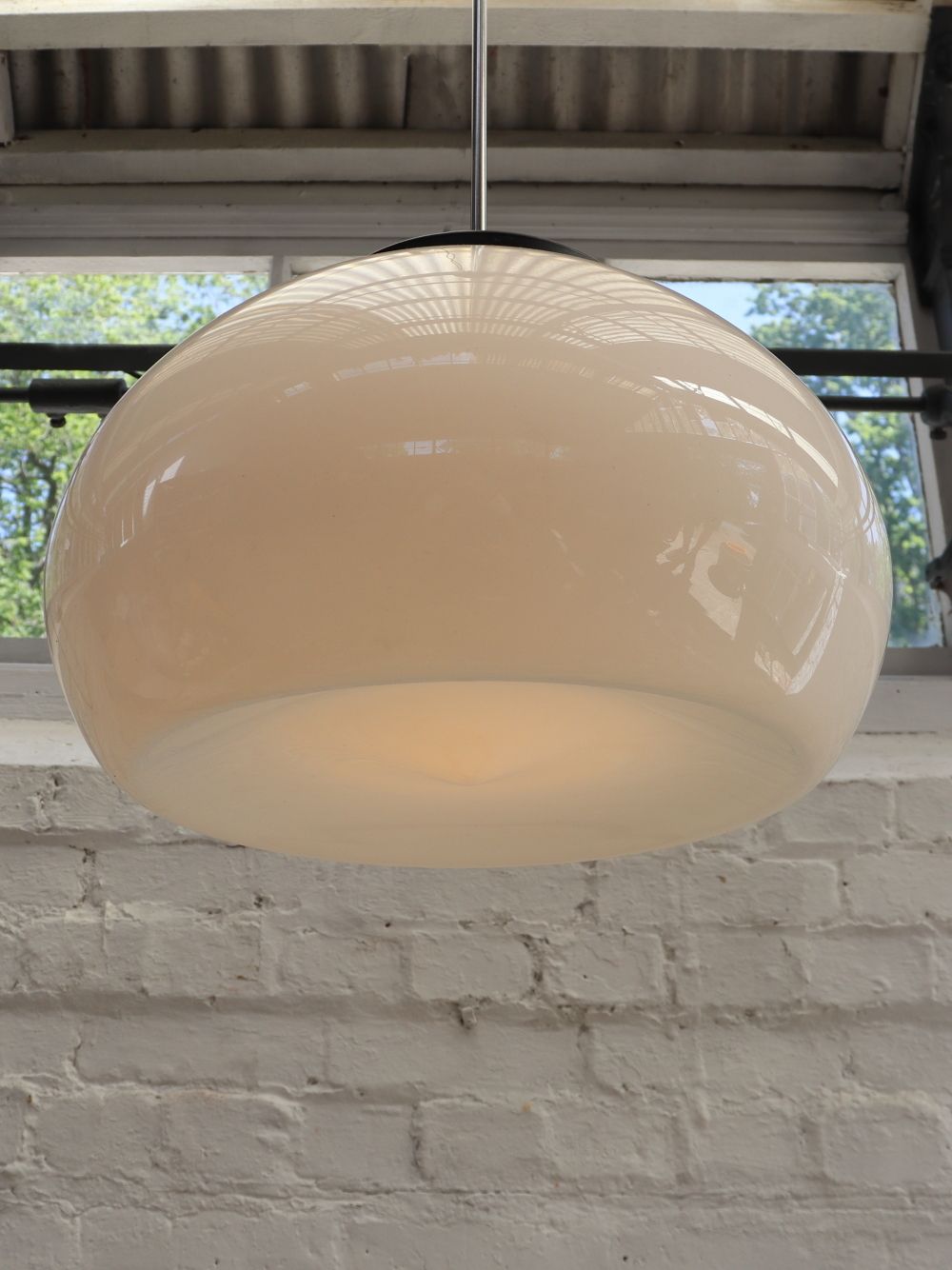 445.0 Beautiful Extra Large Vintage Opaline Pendant Light photo