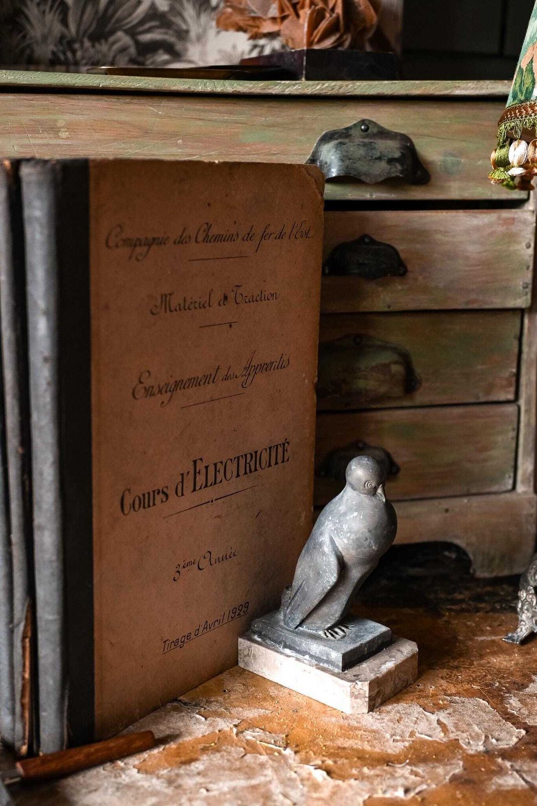 Art Deco Pigeon Bookends | Pair Spelter Bird Sculptures | Pink Marble Base | French 1930s | Desk Library Decor photo for sale