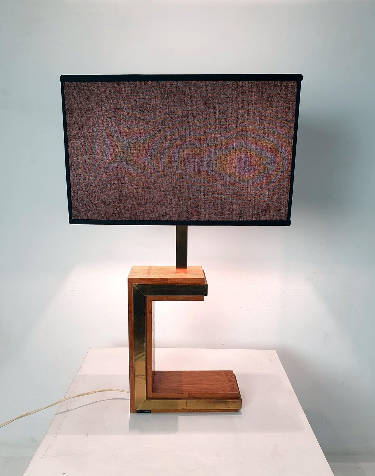 Post Modern Table Lamp By Liwan's, Brass & Bamboo, Italy, 1970s photo buy