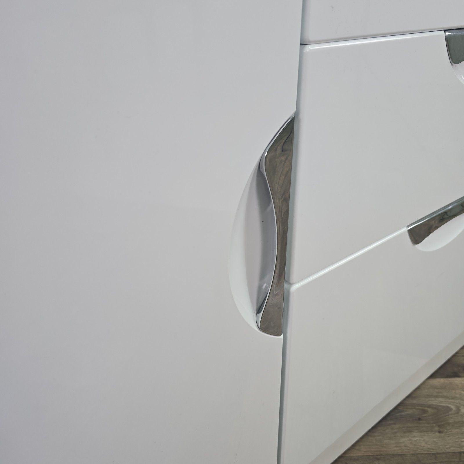 Contemporary Gloss White Sideboard Cabinet Cupboard & Drawers Modern Storage photo vintage