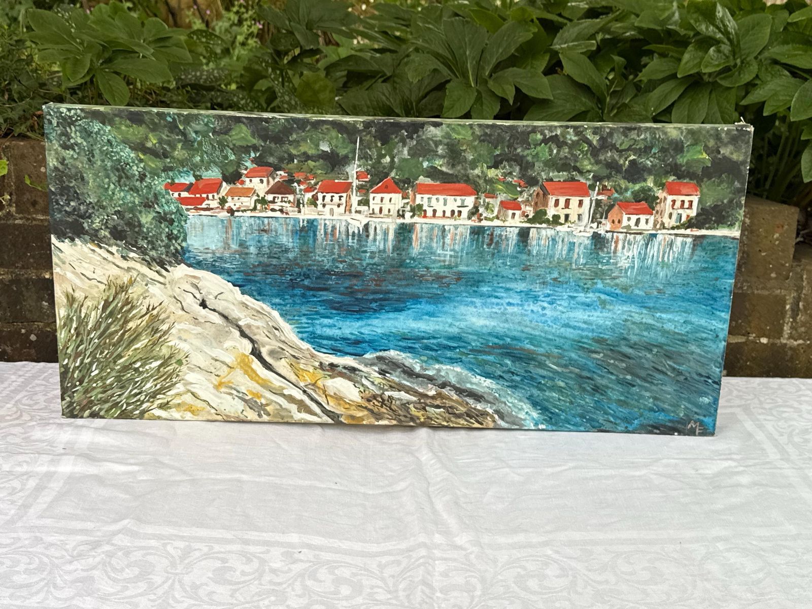 Original Vintage Coastal Oil Painting On Canvas By Sussex Artist Mark Fisher photo furniture