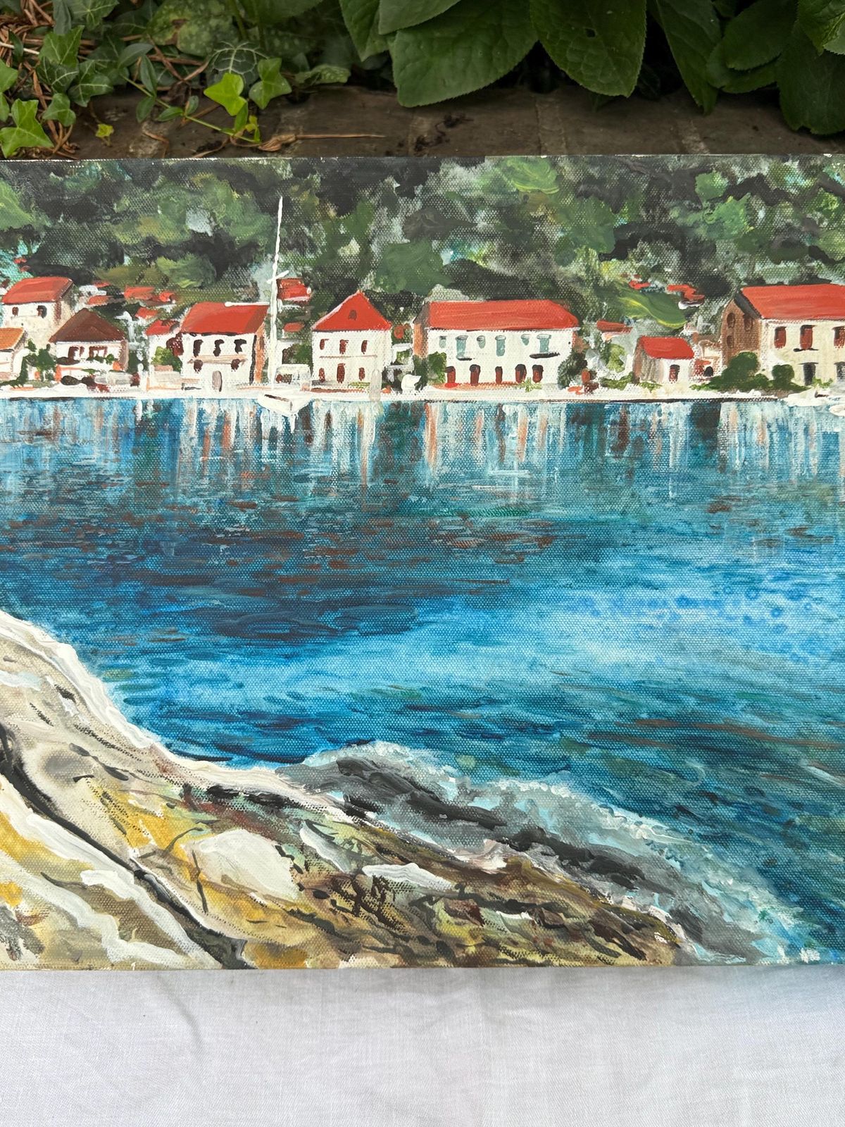 Original Vintage Coastal Oil Painting On Canvas By Sussex Artist Mark Fisher photo buy