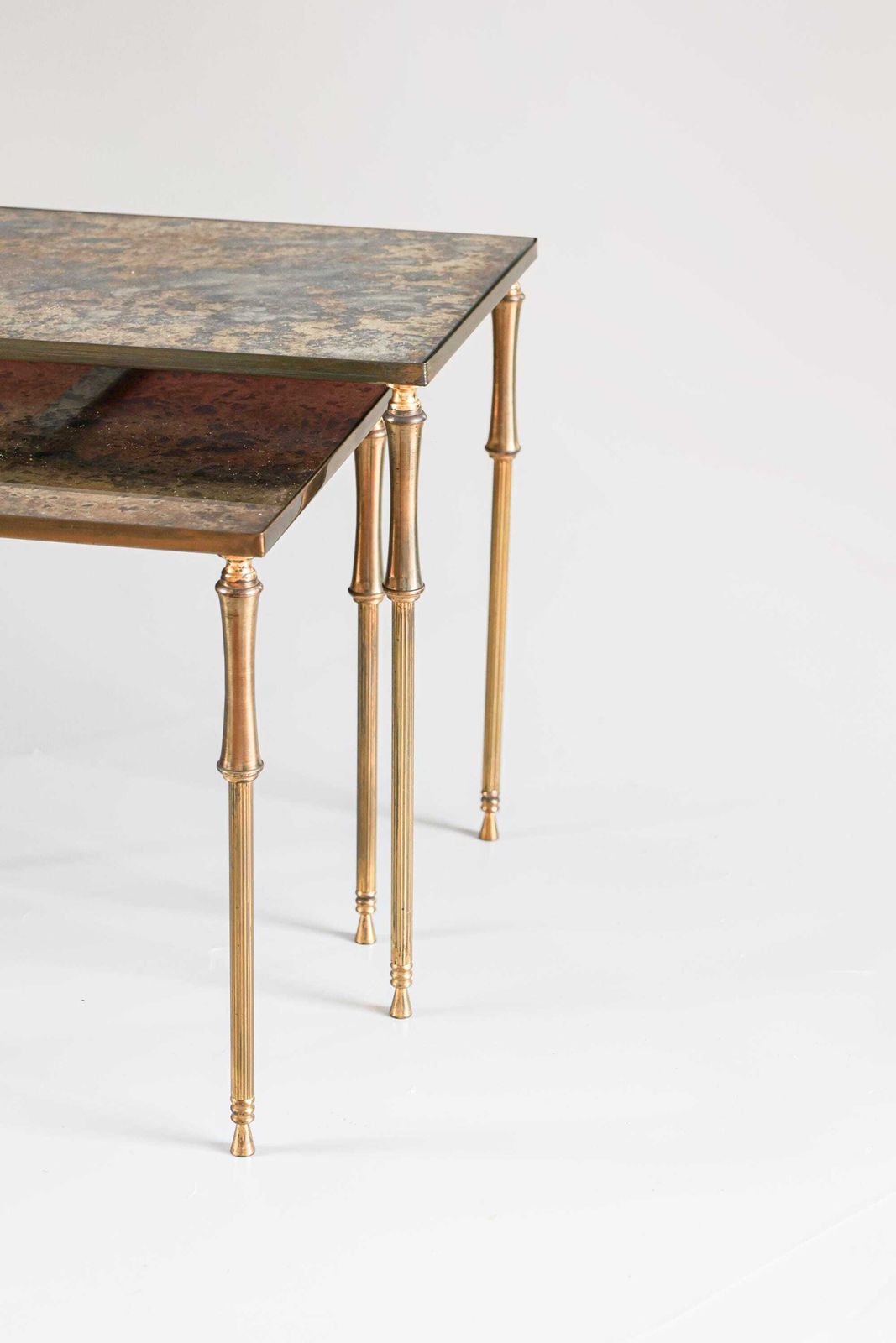 photo furniture Neoclassical Eglomise Glass Nesting Tables, 1960s.