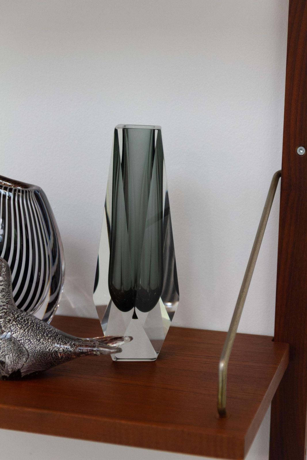 132.0 Italian Murano Faceted Sommerso Glass Vase, 1970s. photo