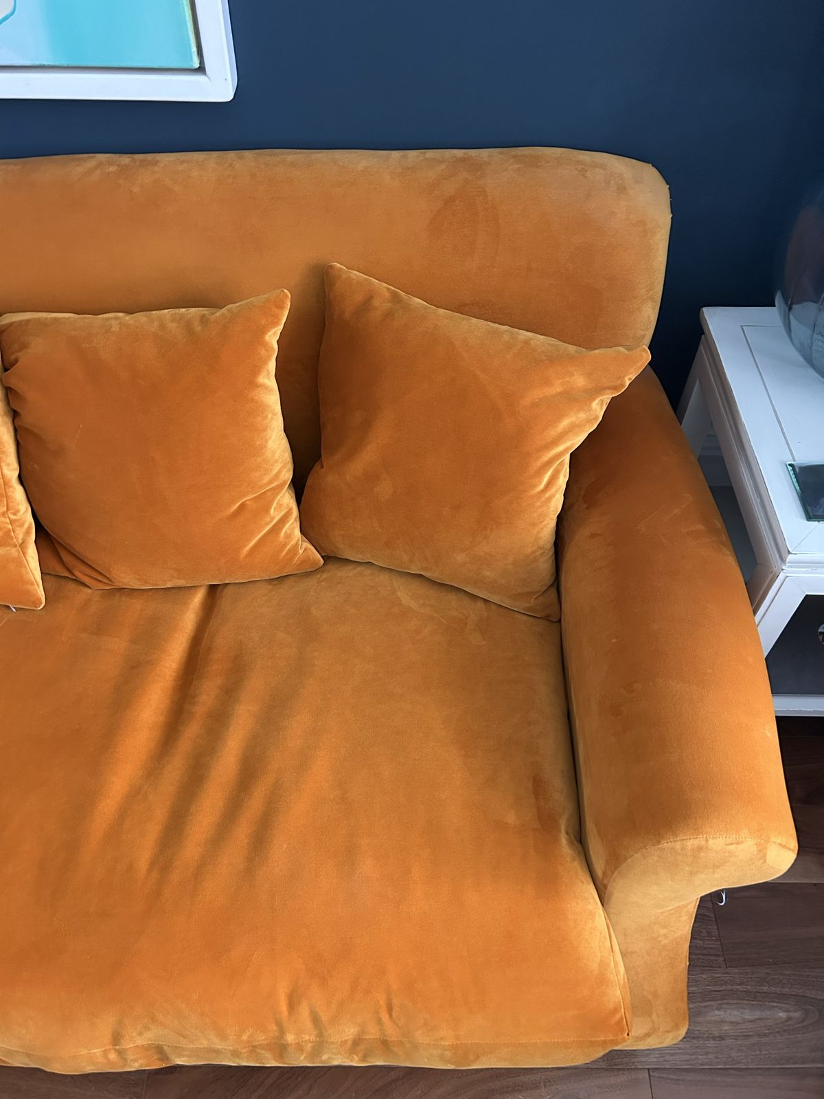 Loaf Crumpet Sofa, Extra Large   Orange Velvet photo Furniture