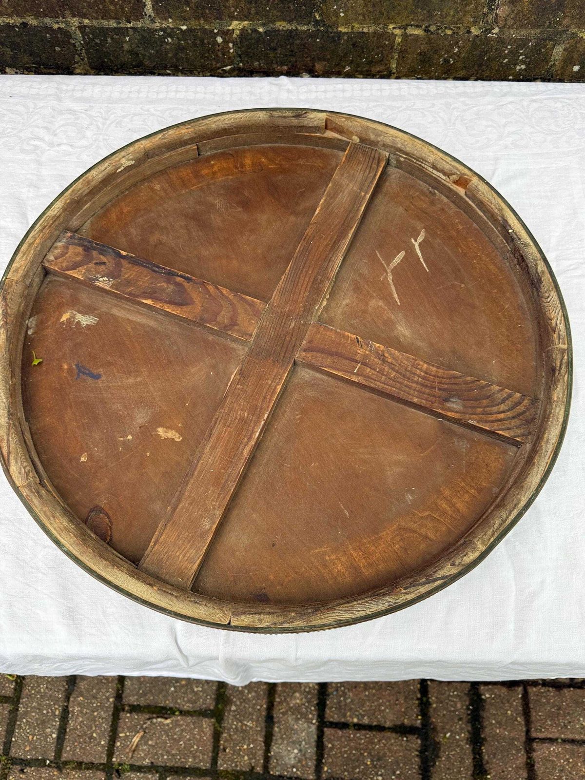Early 1900s Banaras Benares Engraved Brass Table Top Wall Plaque, Brass Wall Plate Or Brass Charger photo buy