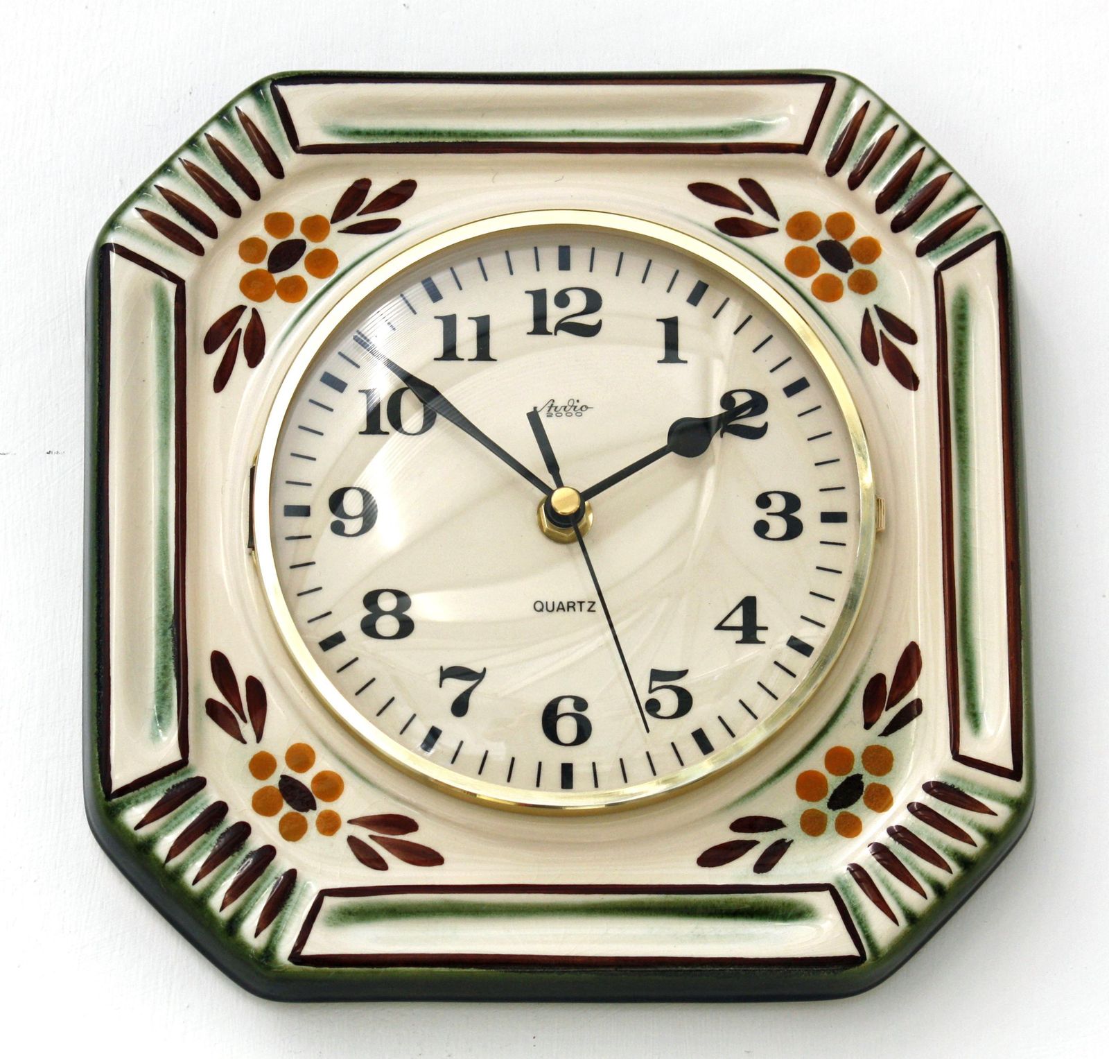 Vintage Floral Wall Clock   23cm Ceramic Studio 2000 Retro Style Mid Century Style West German Clock Gift Off The Wall Clocks