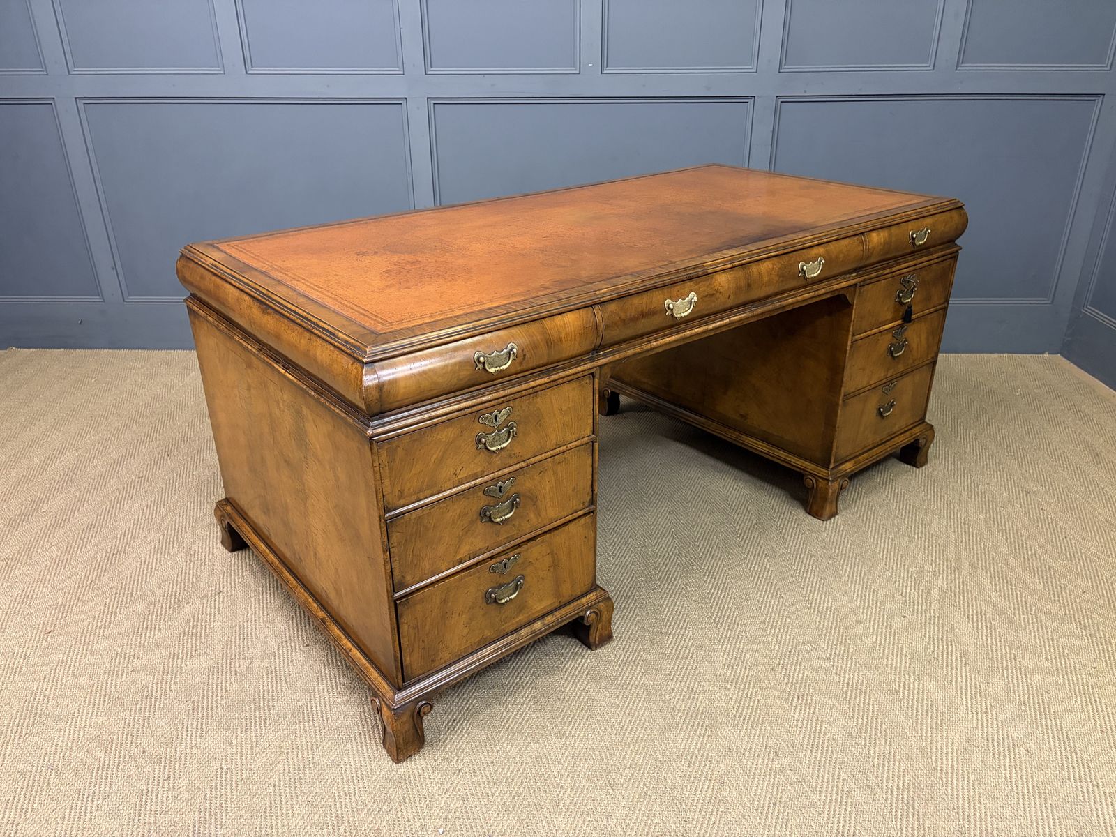photo vinterior Burr Walnut Partners Pedestal Desk By Maple & Co.