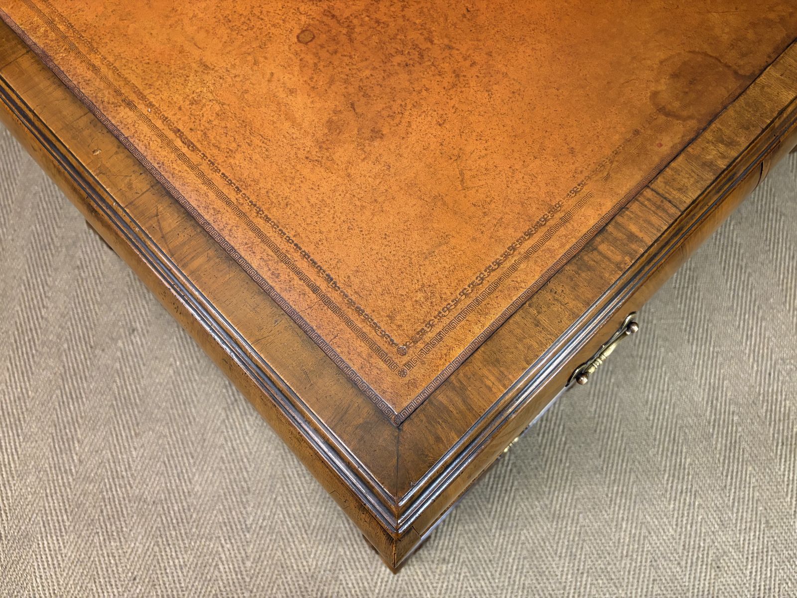 photo vintage Burr Walnut Partners Pedestal Desk By Maple & Co.