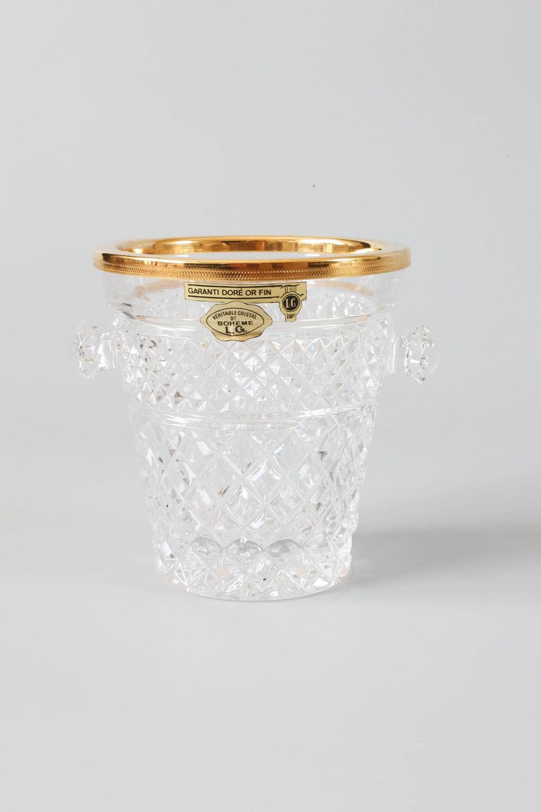 Bohemian Gold Crystal Ice Bucket, 1960s.
