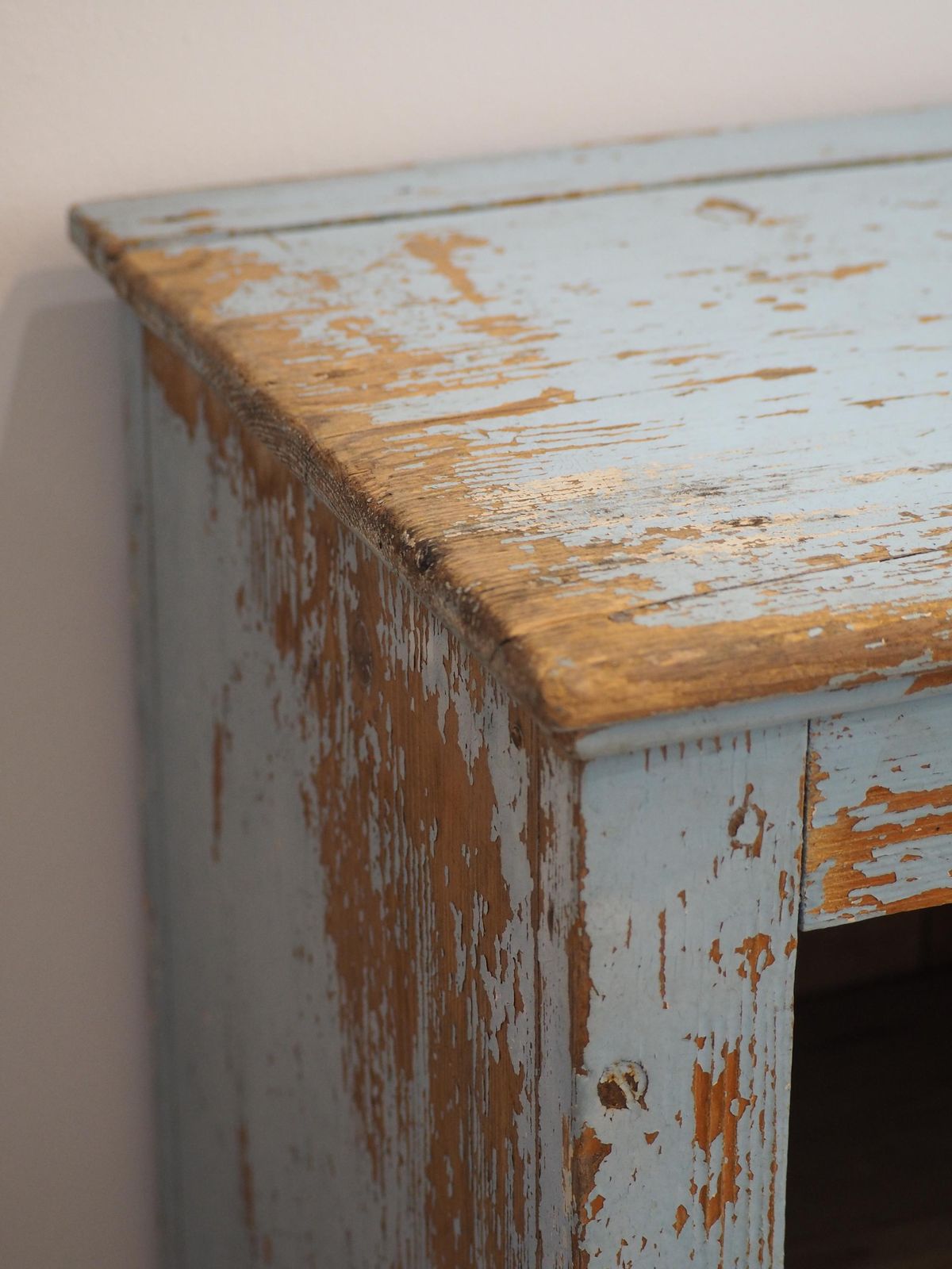 Vintage French Rustic Distressed Blue Painted Pine Cupboard / Pantry Cabinet photo Furniture