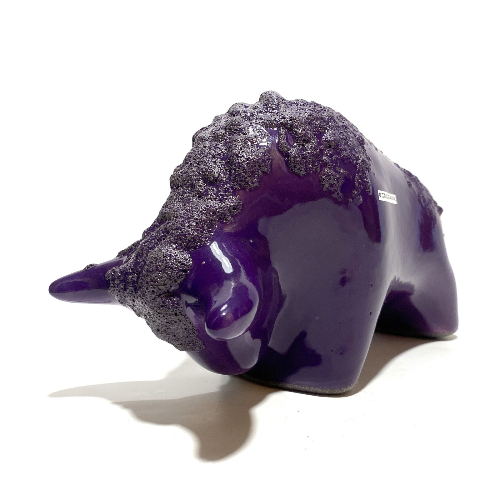 Otto Keramik Bull In Purple Fat Lava Glaze, West German Pottery Style Sculpture photo vintage