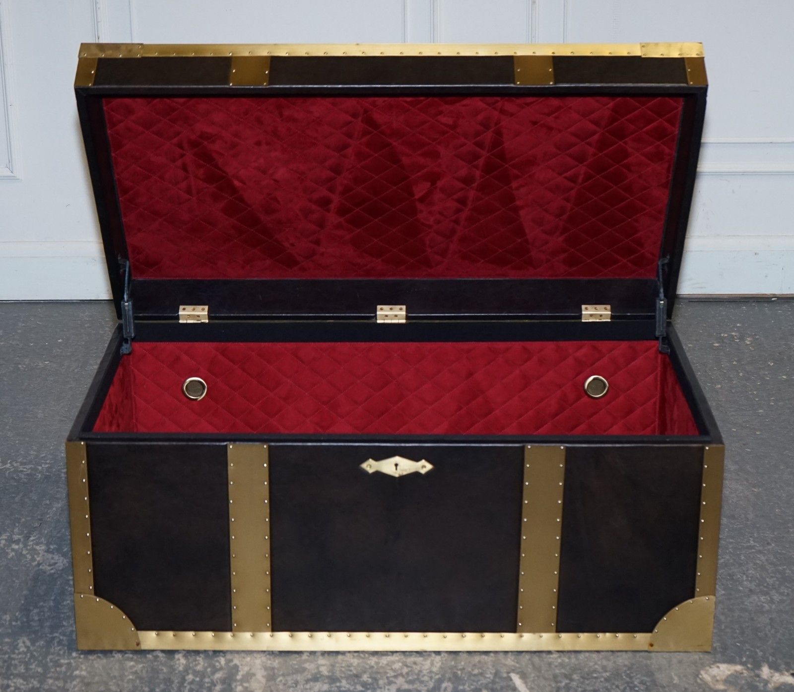 photo for sale Timothy Oulton Cumberland Collection Storage Trunk With Red Velvet Lining