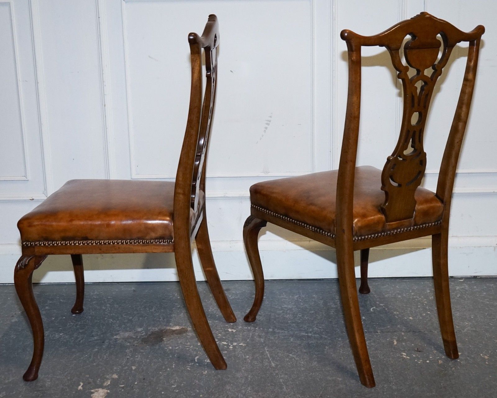 photo furniture Scottish Victorian Set 12 Restored Dyed Leather Dining Chairs By John Taylor
