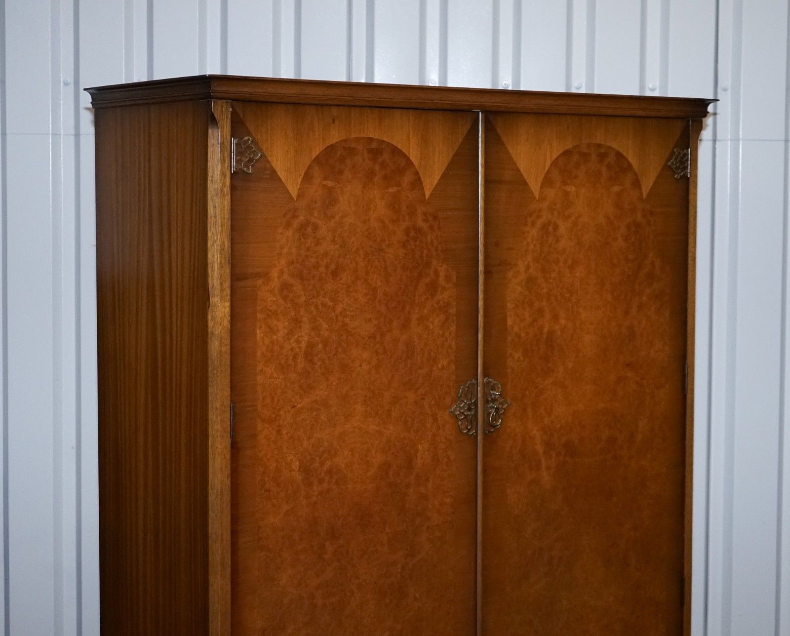 Art Deco Style English Walnut Double Door Wardrobe Made By Dillon, England photo for sale
