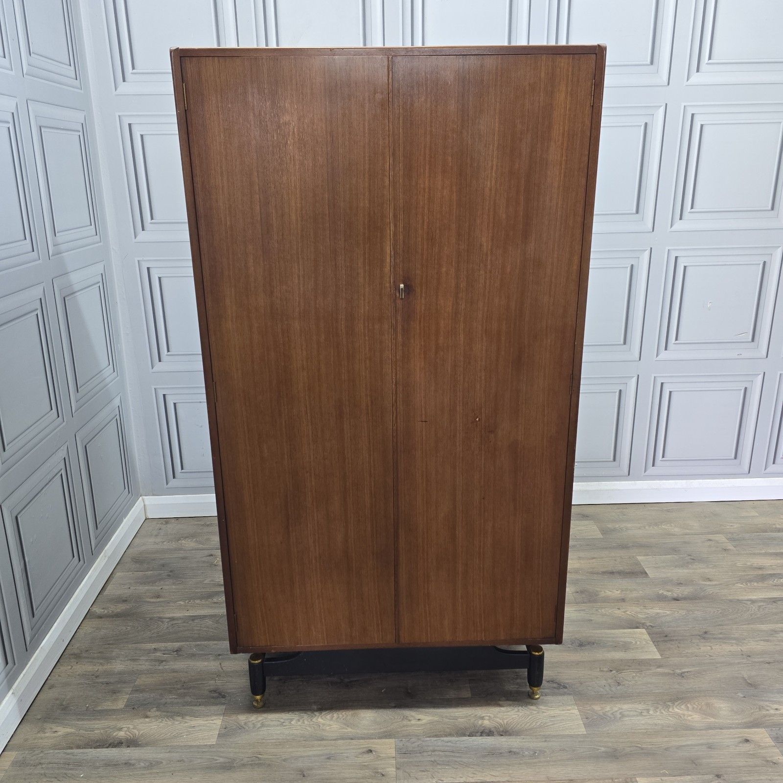 280.0 Vintage G Plan Wardrobe Tola & Black Mid Century Compactrobe Retro Mcm Tallboy photo