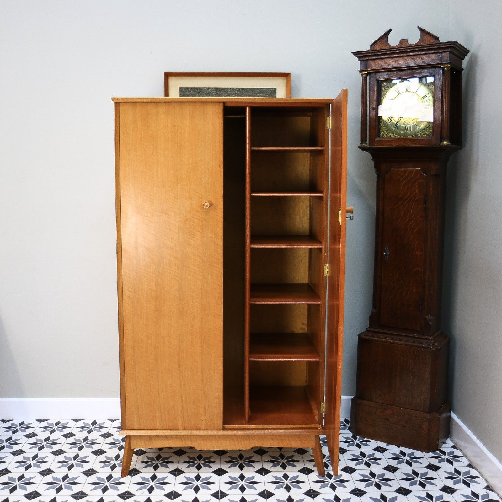 Alfred Cox Double Wardrobe In Walnut 1950s With Splayed Legs photo buy