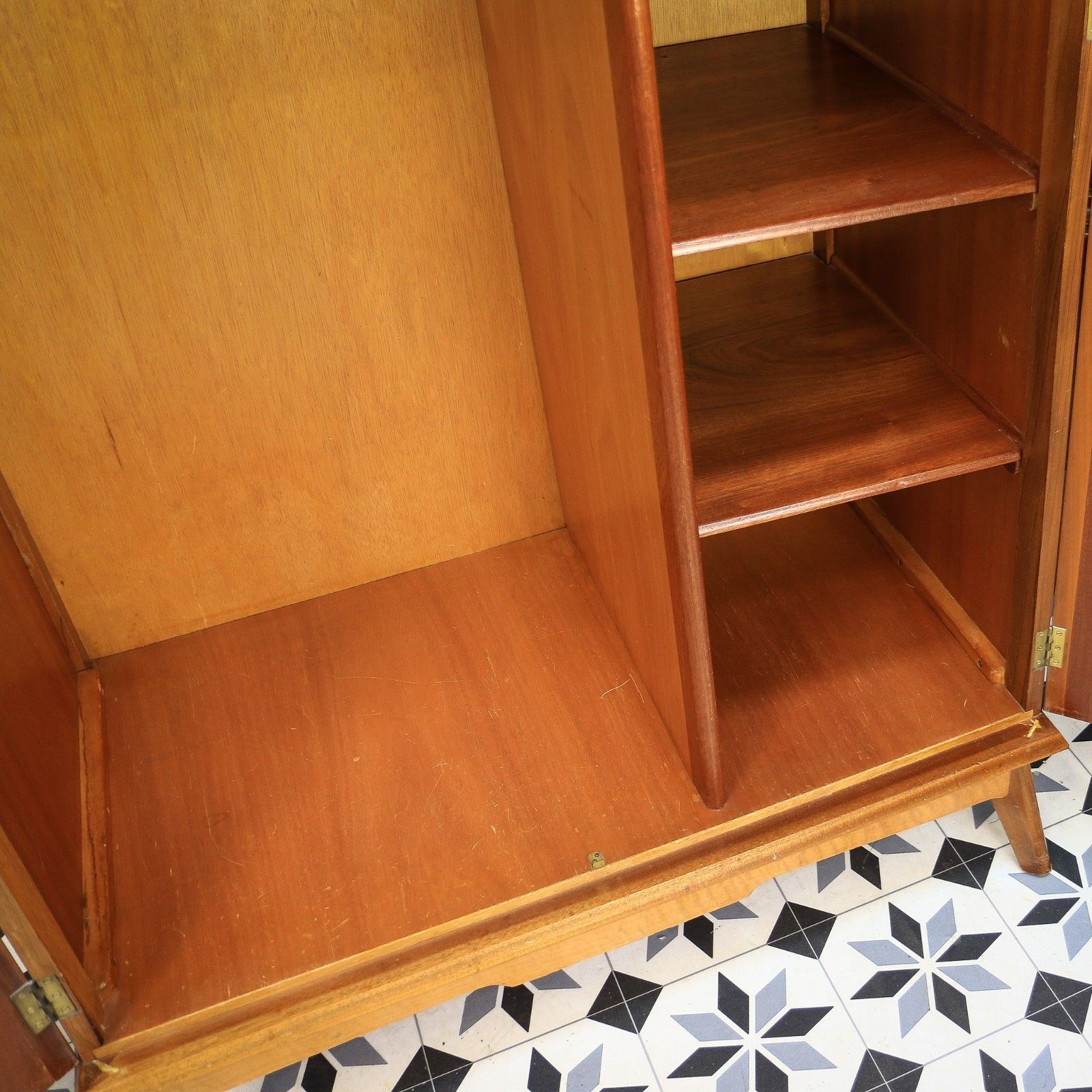 photo buy Alfred Cox Double Wardrobe In Walnut 1950s With Splayed Legs