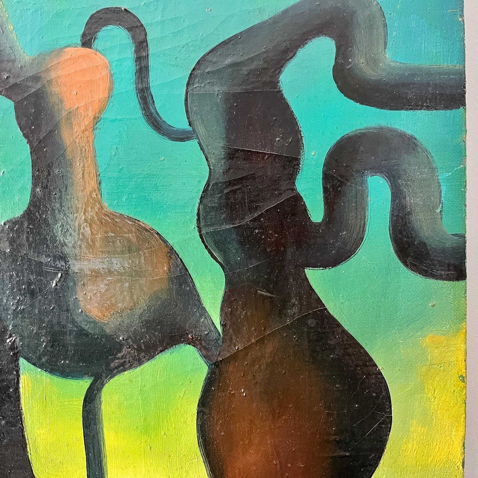 French Vintage Surrealist Oil Painting On Canvas. photo vinterior