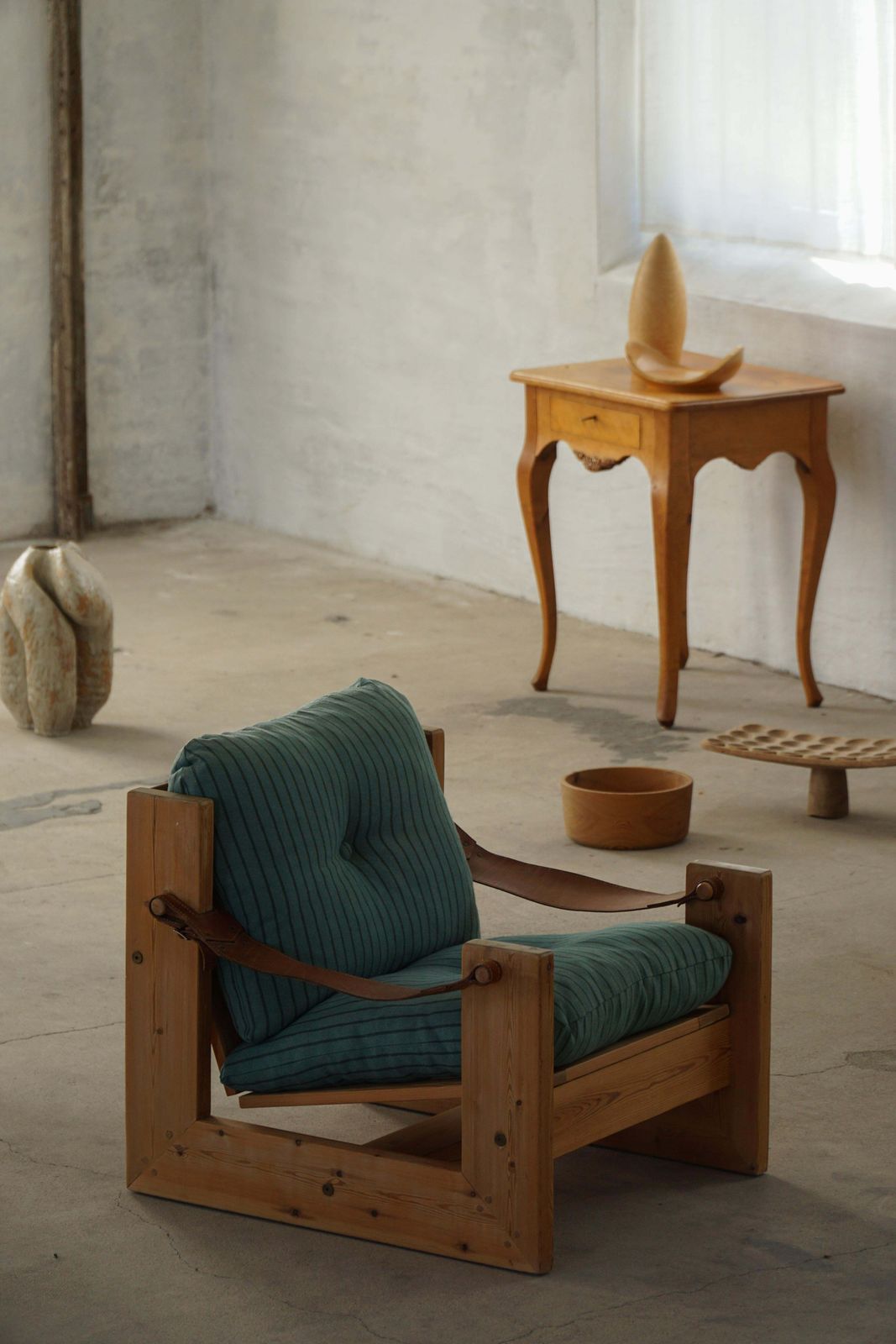 Pair Of Swedish Modern Pine Lounge Chairs With Leather Armrests, 1970s photo furniture