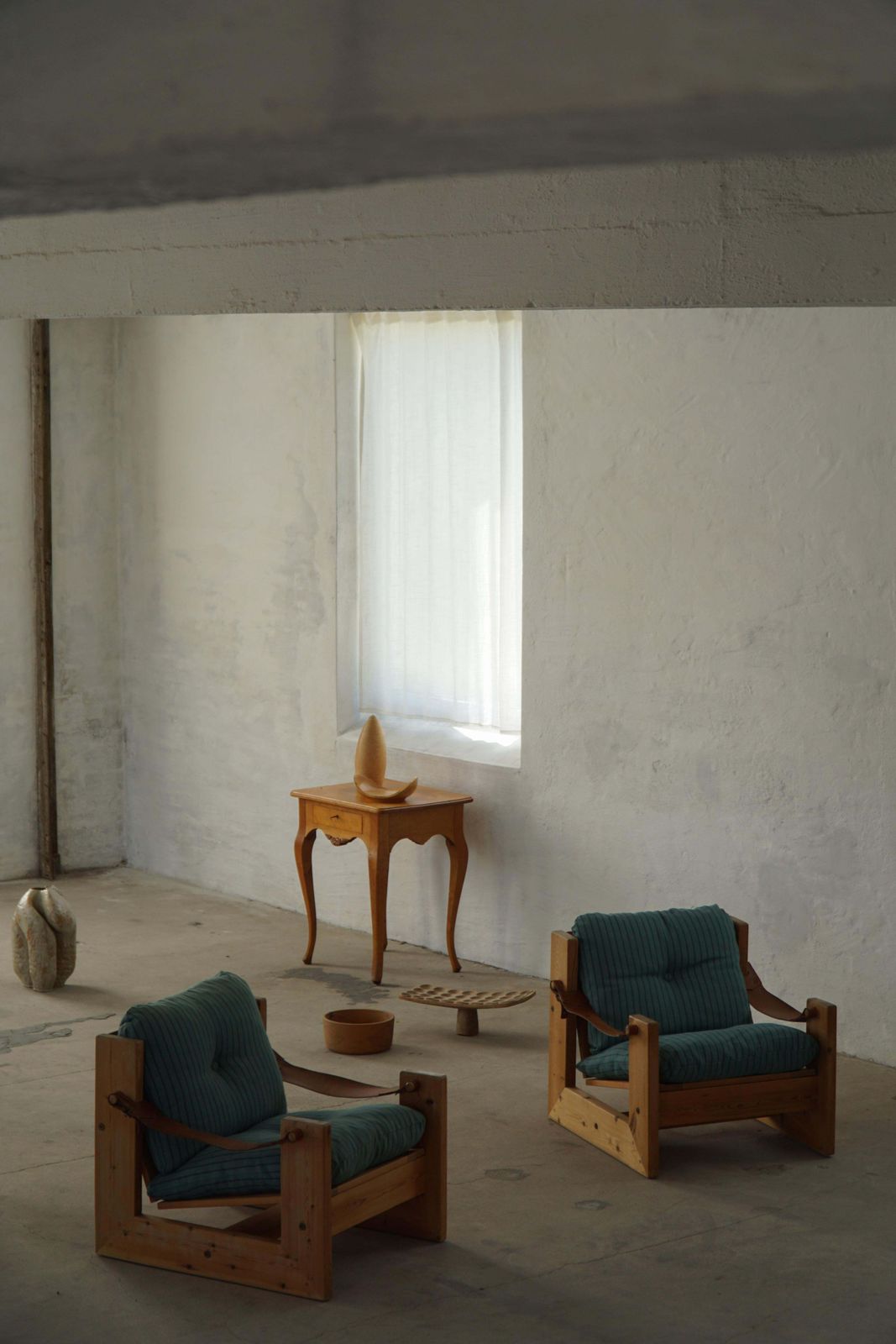 Pair Of Swedish Modern Pine Lounge Chairs With Leather Armrests, 1970s photo for sale