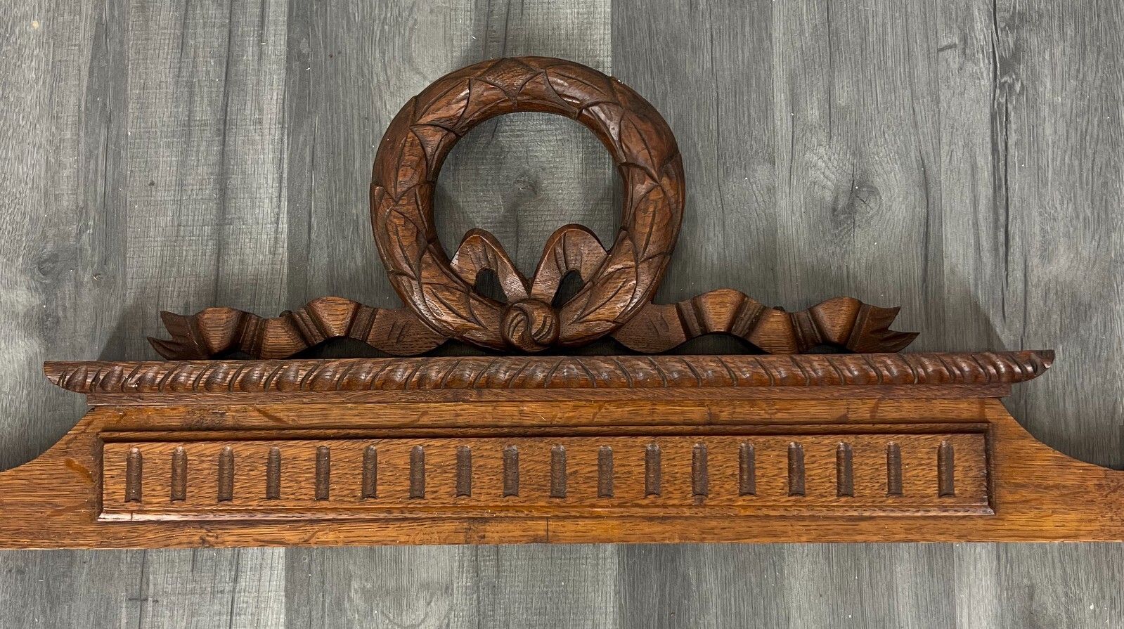 Pediment Antique French Hand Carved Oak Crown Crest Architectural Lot 7024 photo furniture