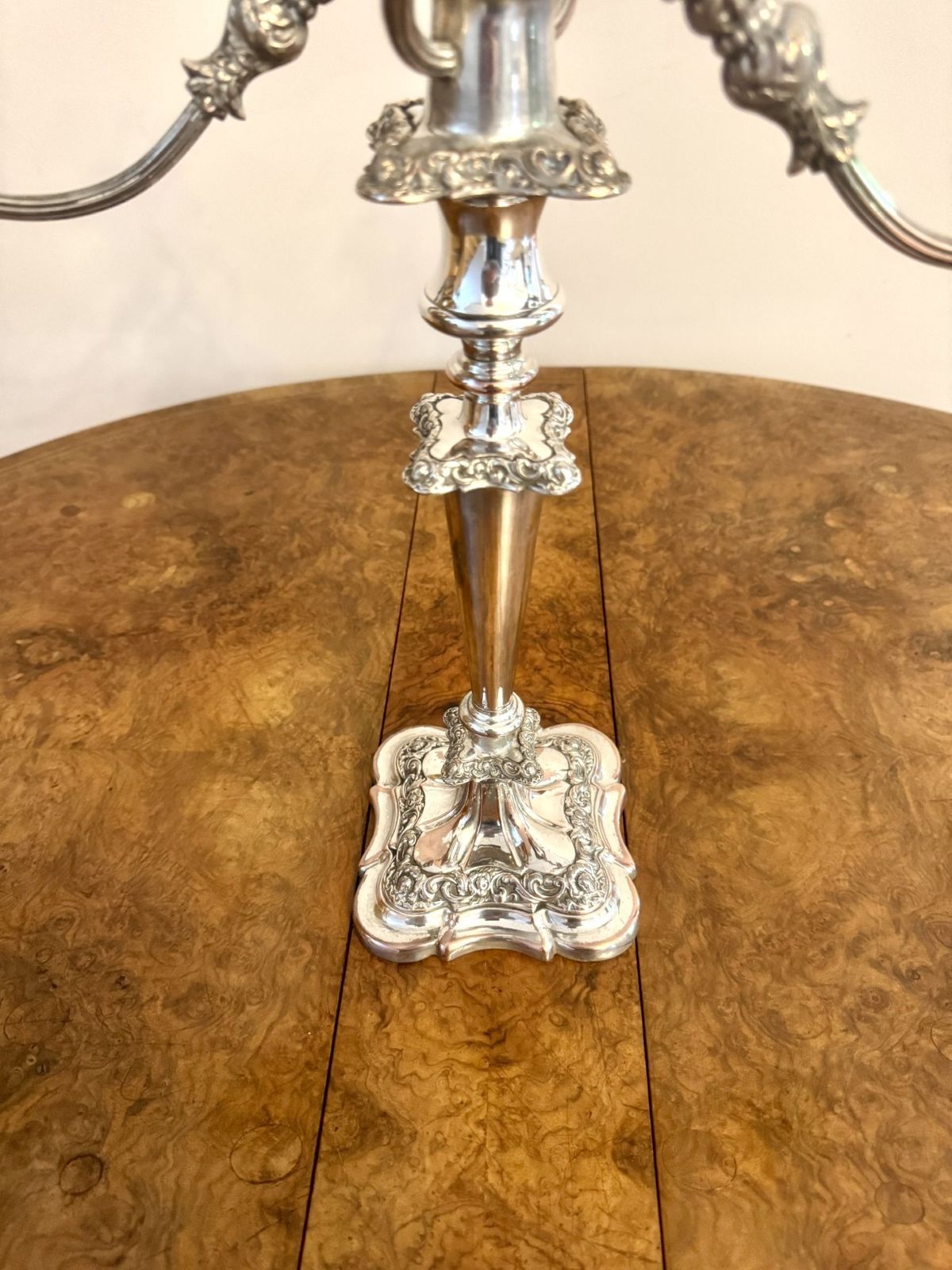 Outstanding Quality Pair Of Antique Ornate Silver Plated Candelabras photo 995.0