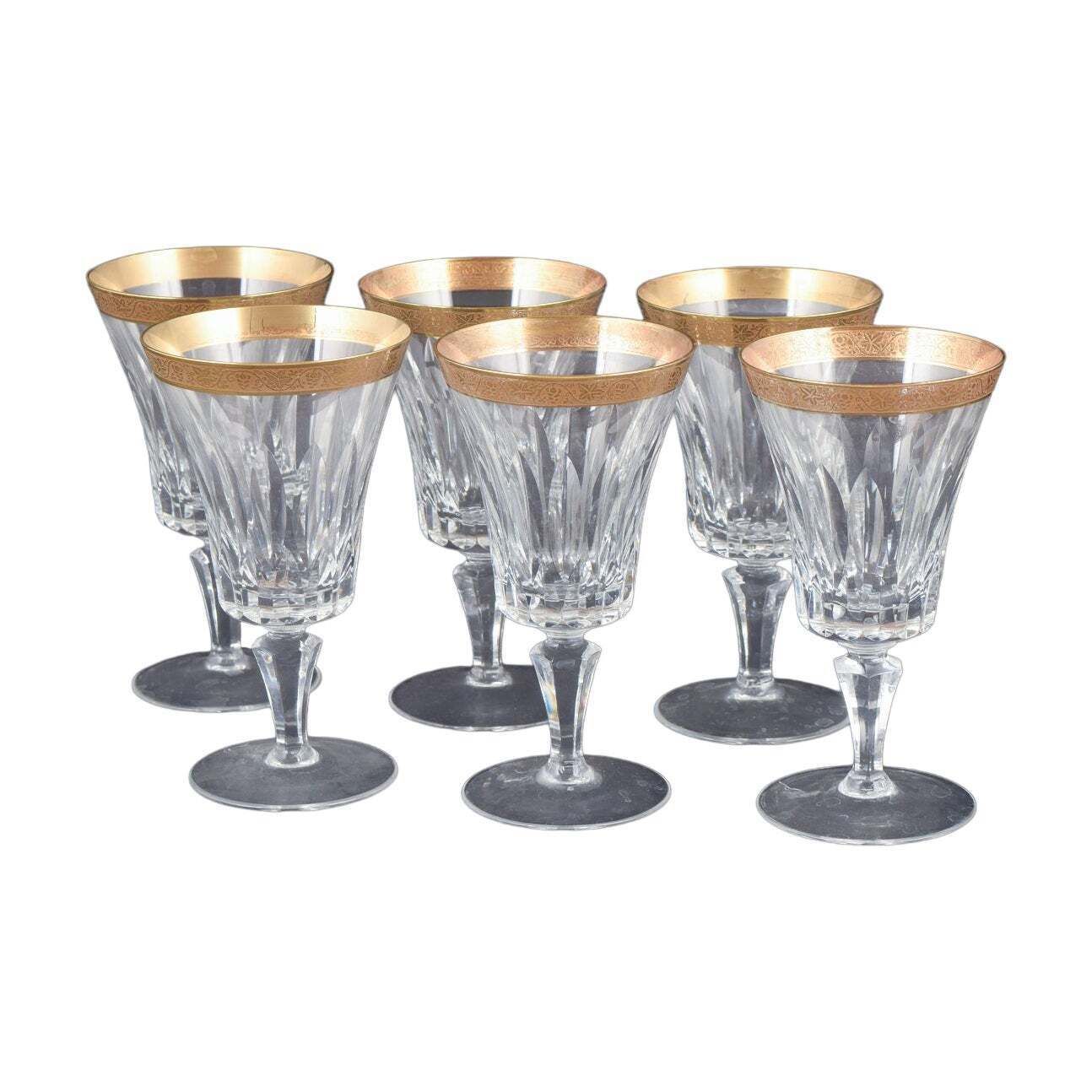 Artemisia. Six verres à vin rouge en cristal avec décoration en or 24 carats.