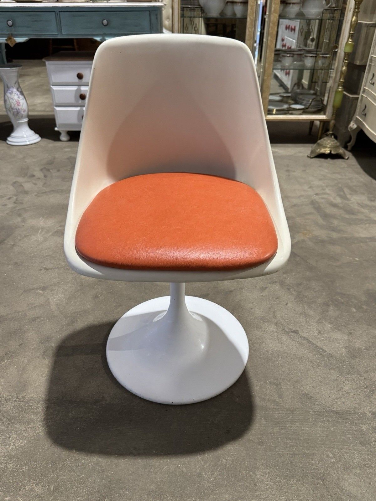 Vintage Orange Tulip Chair Mid Century Retro 1970’s White Dining Office Desk photo furniture