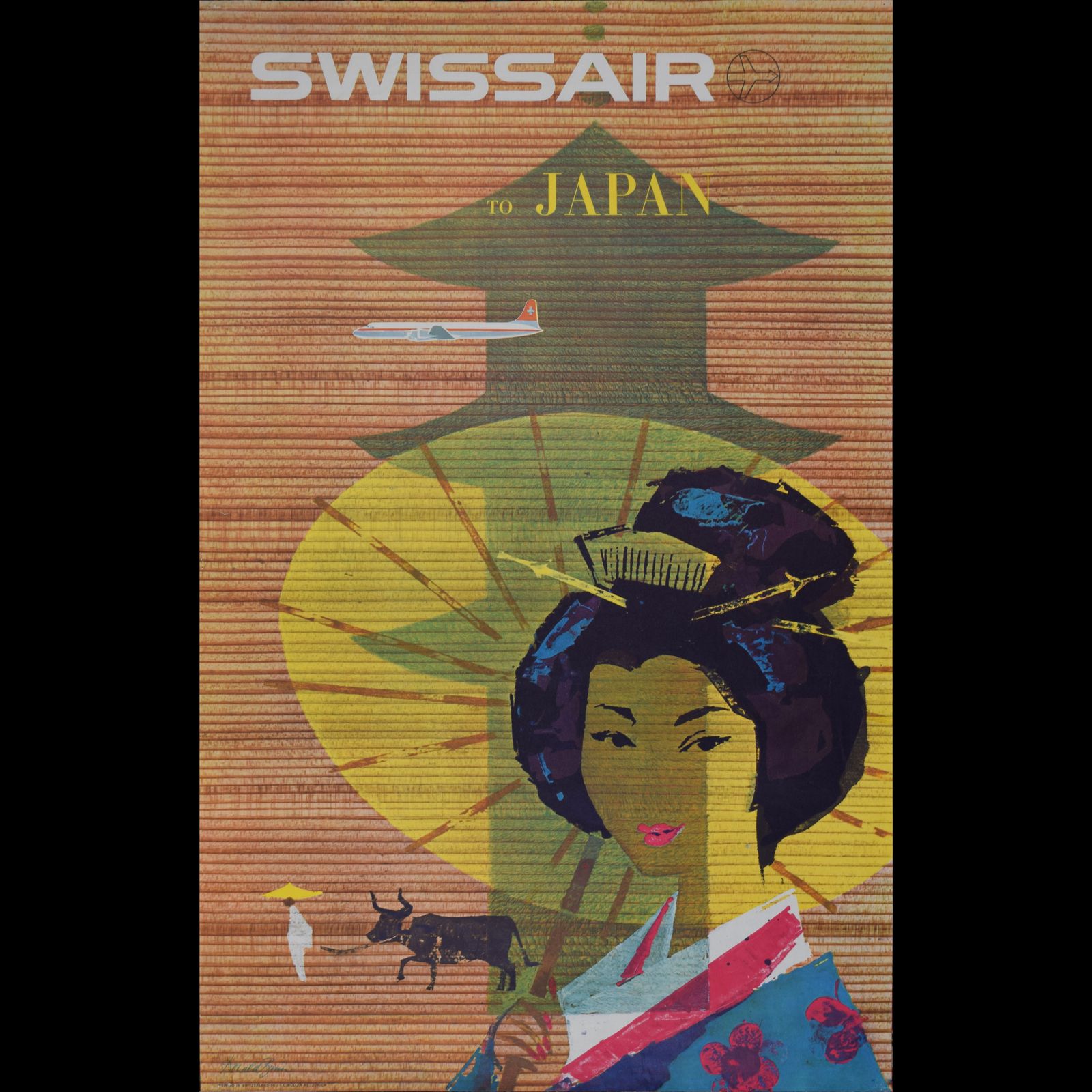 Donald Brun Swissair To Japan Travel Poster