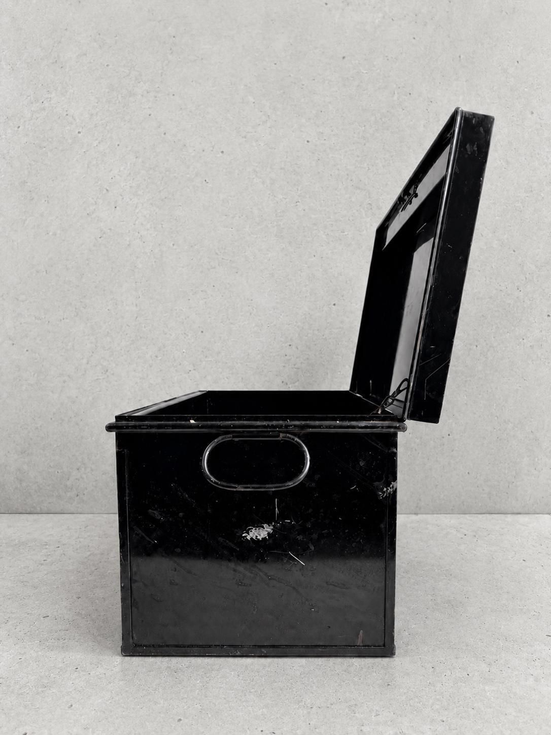 Home Decor Vintage Industrial Black Metal Storage Tin Rustic Utility Box photo